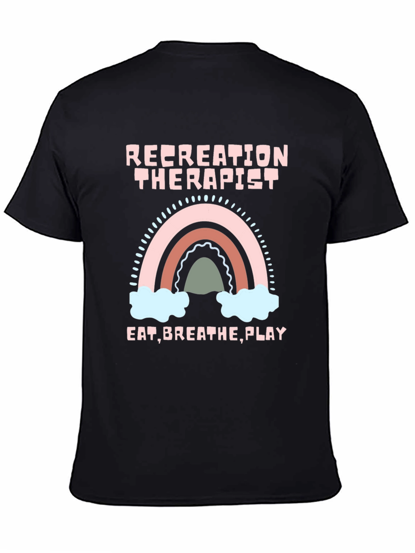 Black Recreation Therapist Rainbow T-Shirt view 4