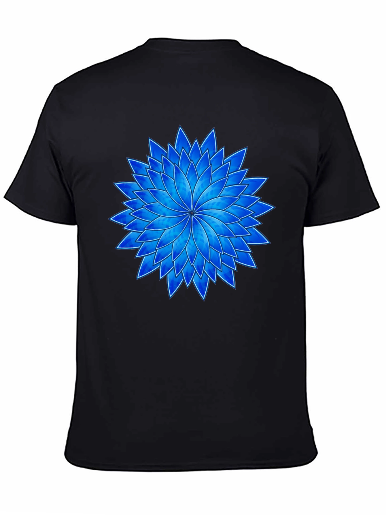 Black Blue Flower Graphic Black T-Shirt view 4