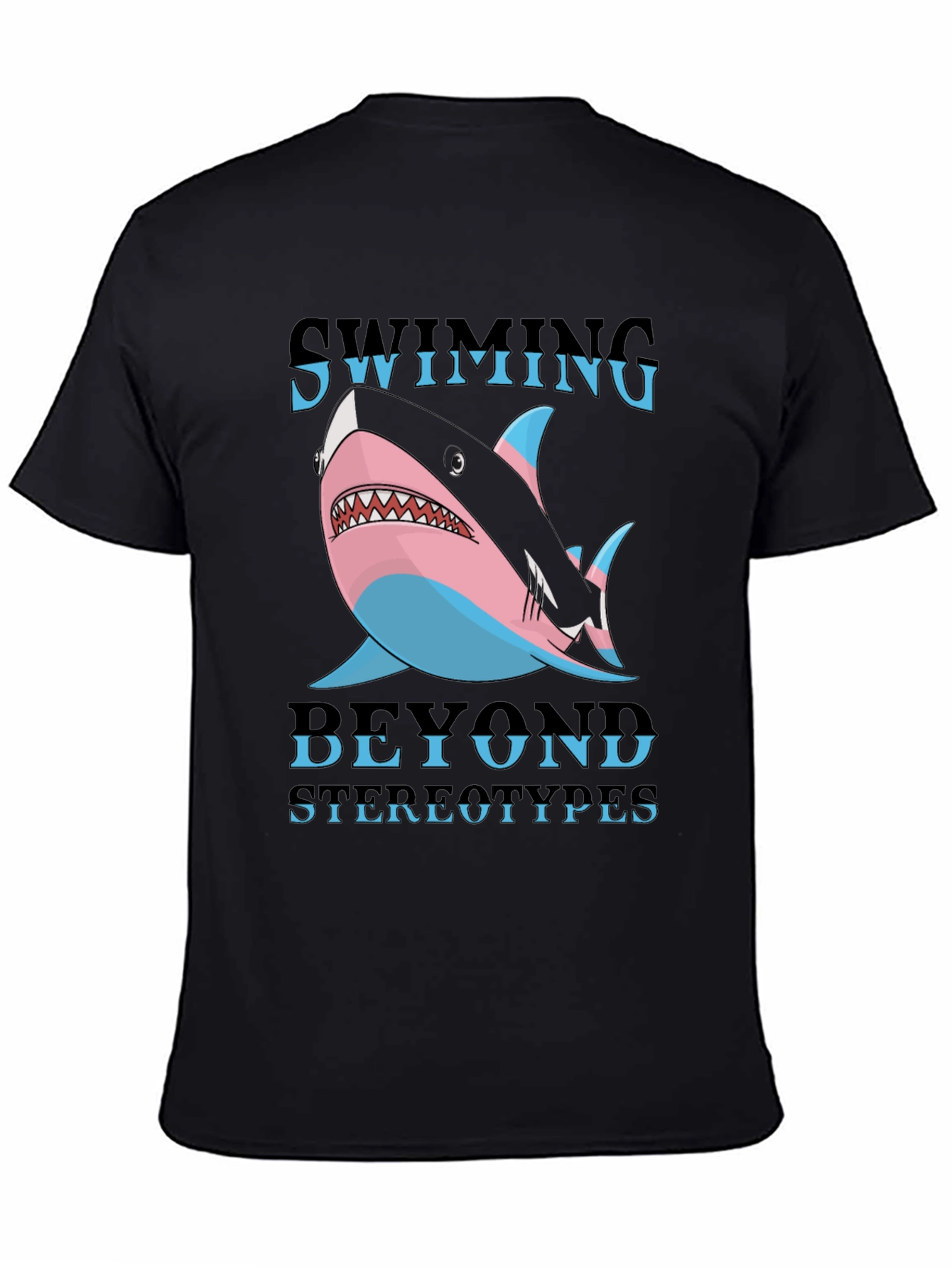 Black Swimming Beyond Stereotypes Shark T-Shirt view 4