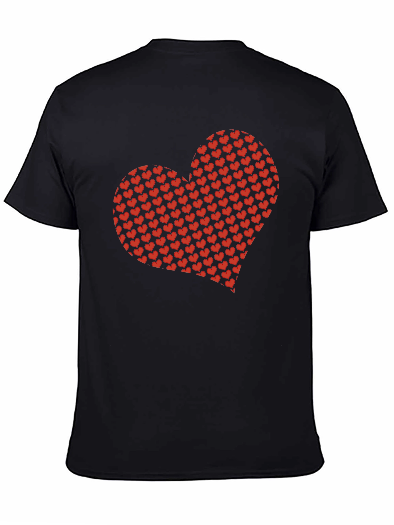 Black Heart Pattern Black T-Shirt view 4