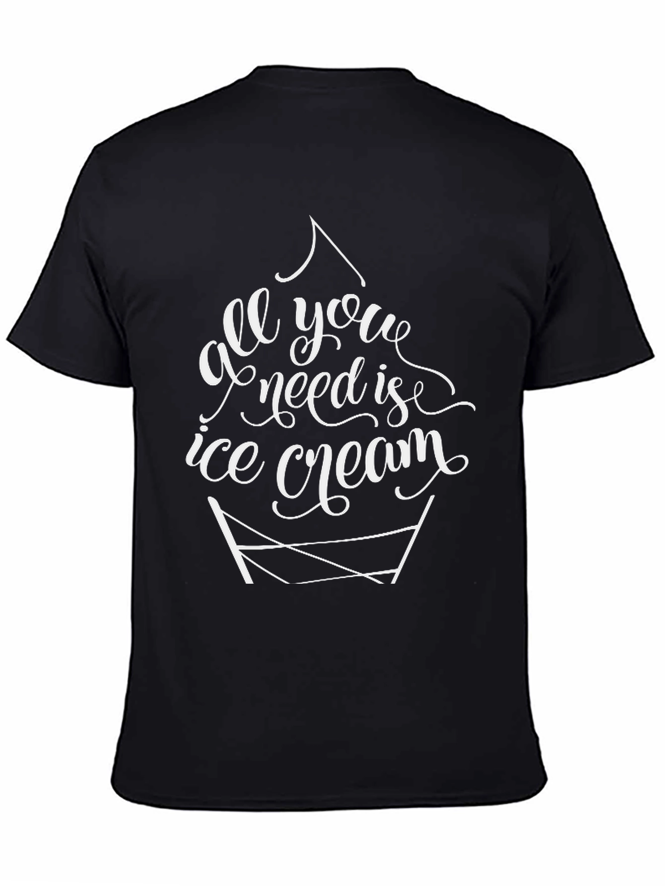 Black All You Need Is Ice Cream T-Shirt view 4