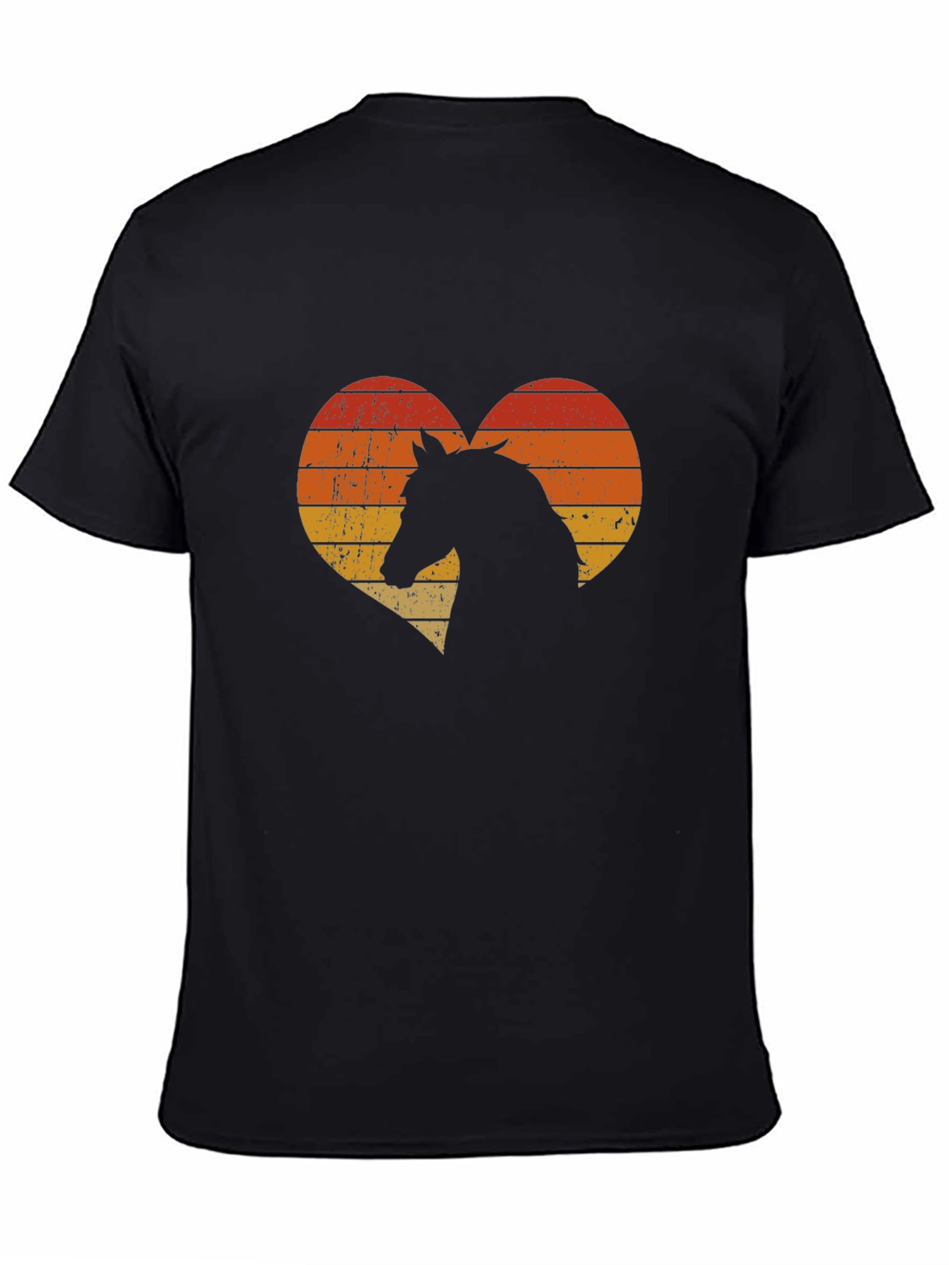 Black Retro Horse Heart Graphic Tee - Men's Black T-Shirt view 4