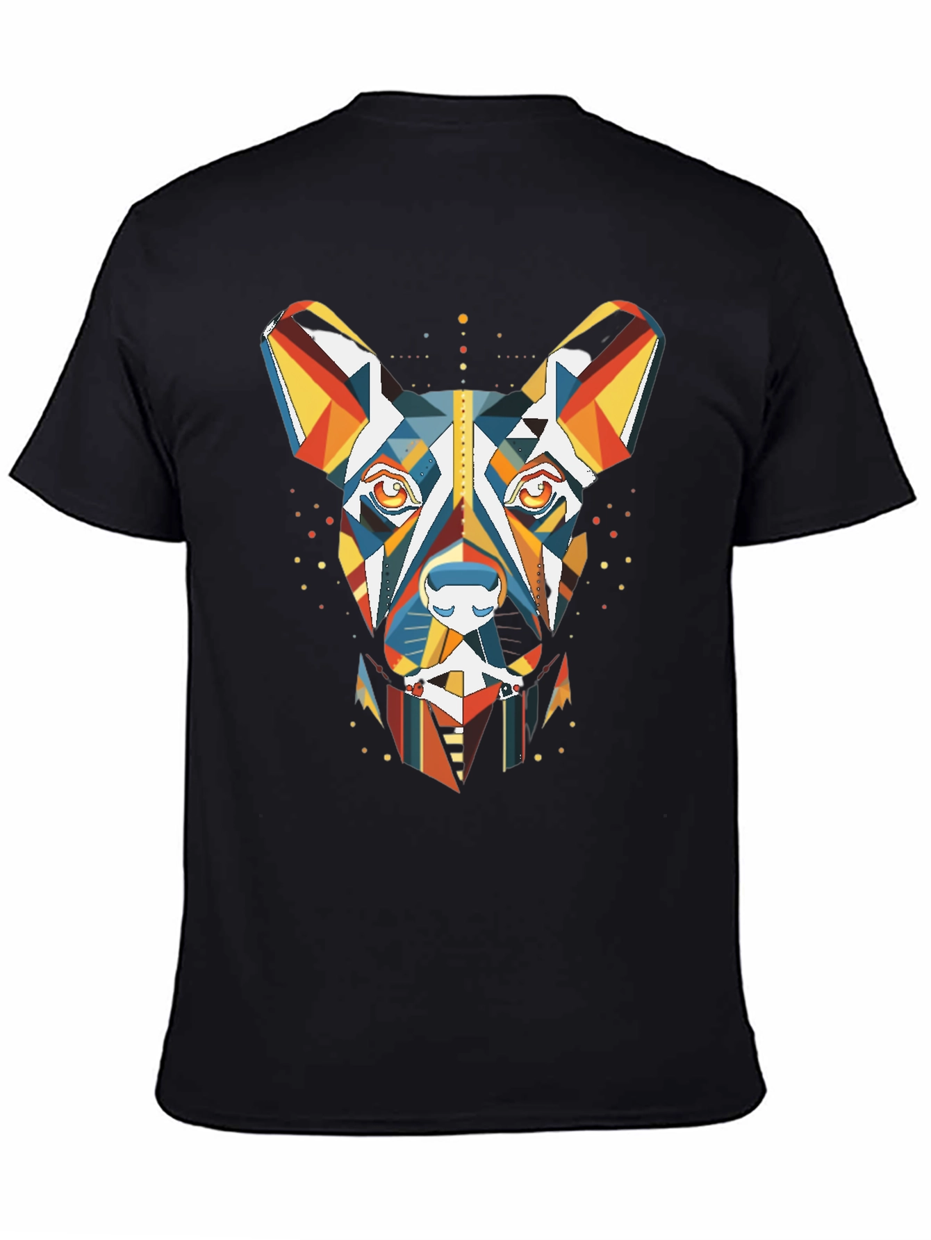 Black Geometric Dog Graphic Tee - Modern Art Shirt view 4