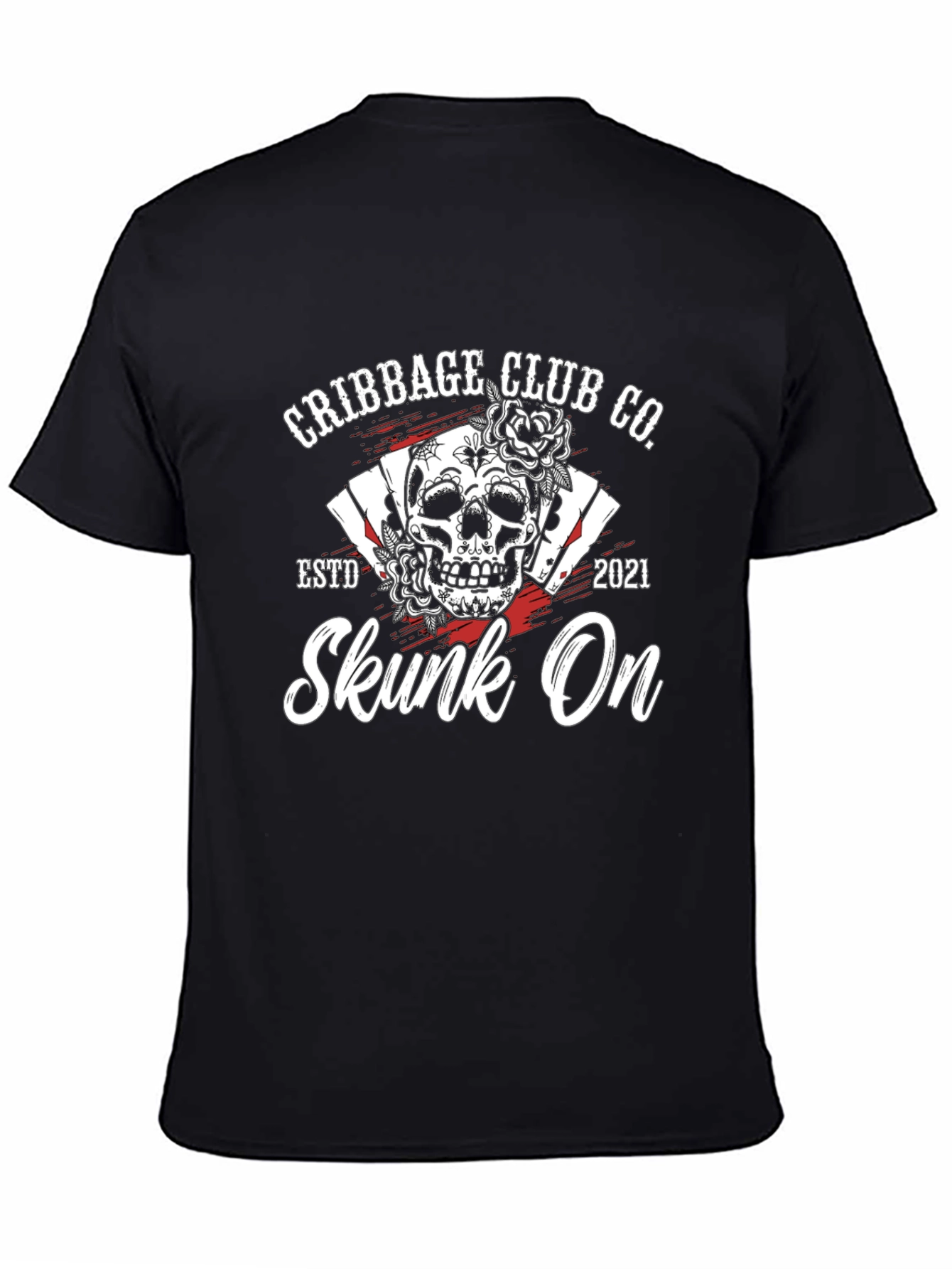 Cribbage Club Co. Black T-Shirt - Skull & Card Design - 4