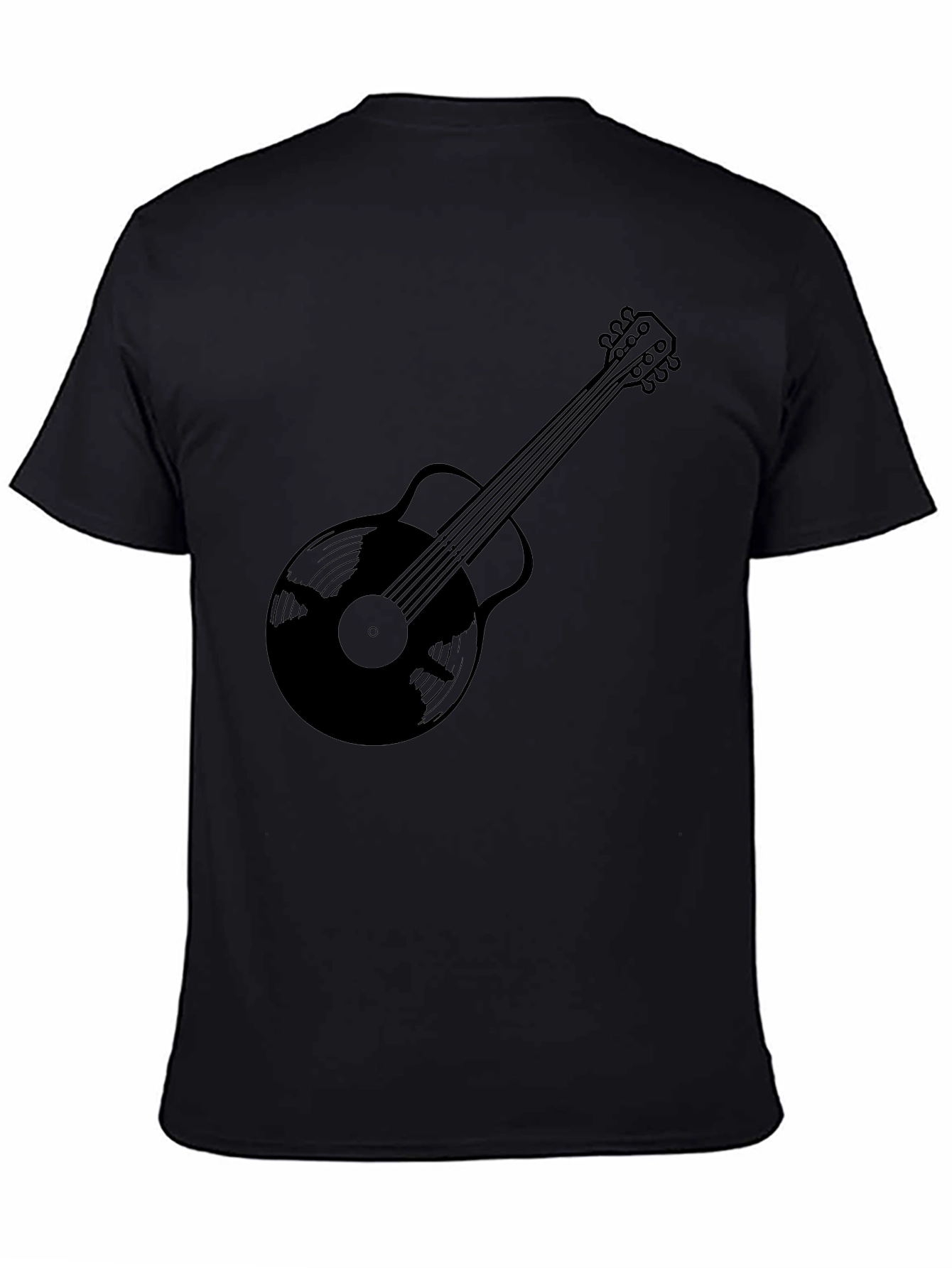 Black Guitar Vinyl Record Graphic Tee - Music Lover T-Shirt view 4