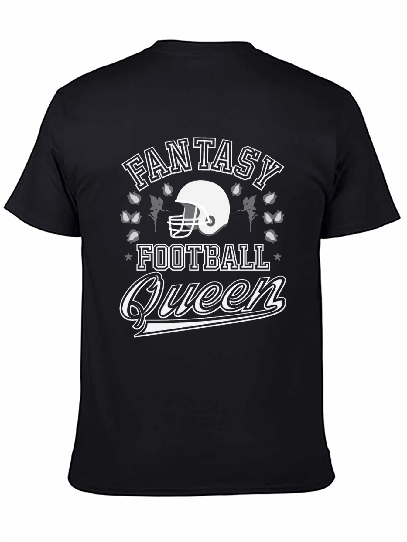 Black Fantasy Football Queen Graphic T-Shirt view 4