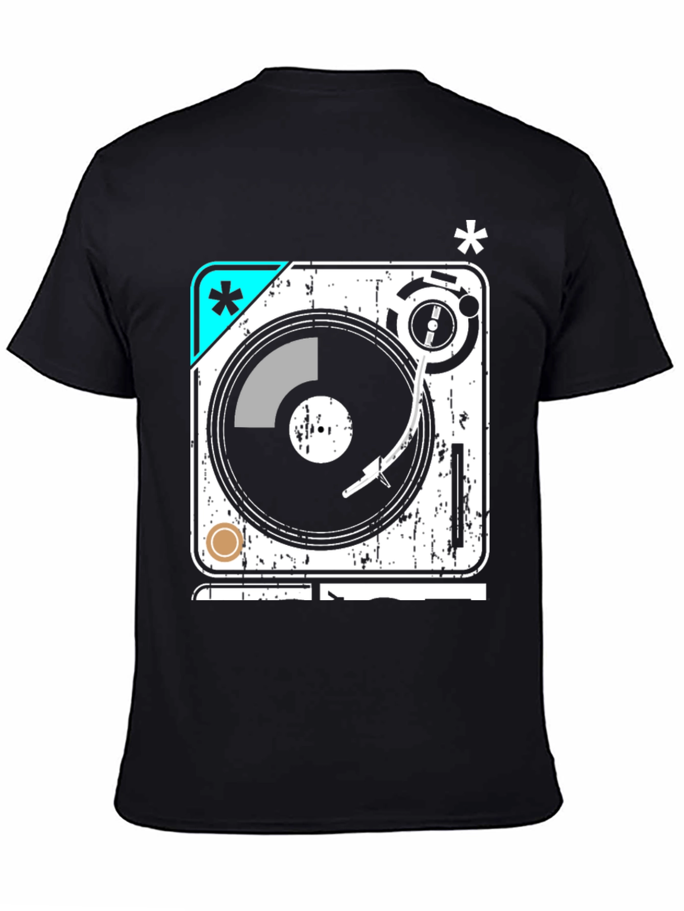 Black Retro Turntable Graphic Tee view 4