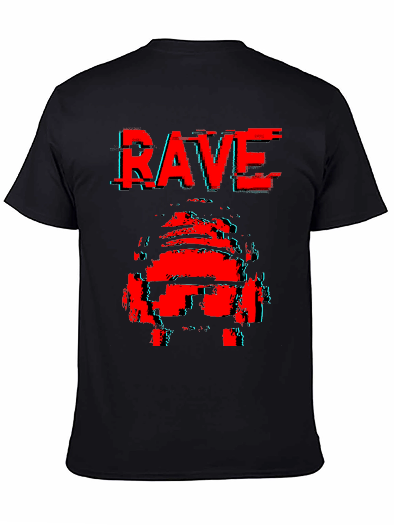 Black Rave Glitch T-Shirt - Retro Style view 4
