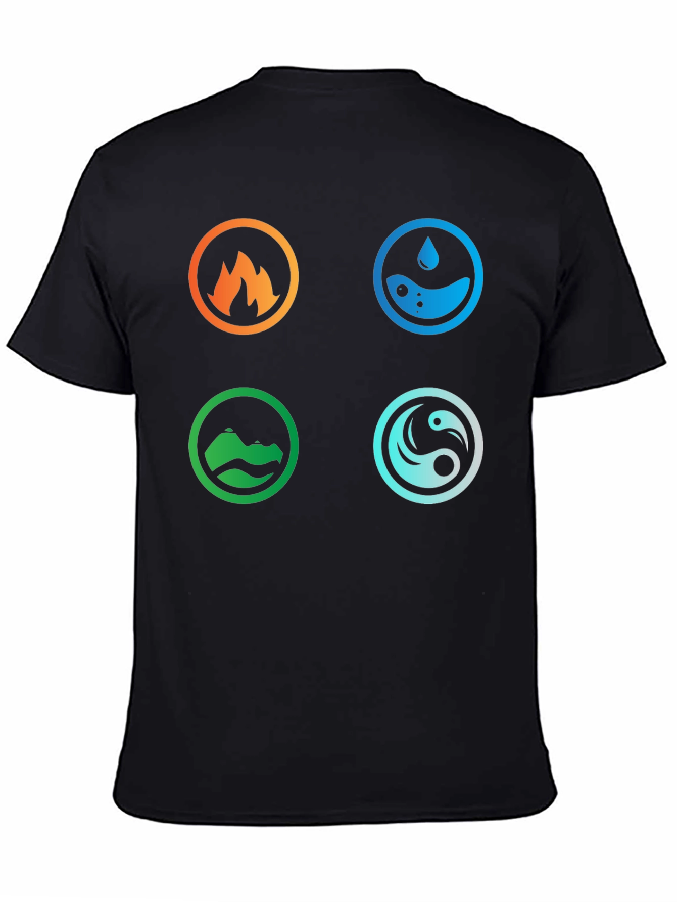 Black Elemental Symbol T-Shirt - Fire, Water, Earth, Air view 4