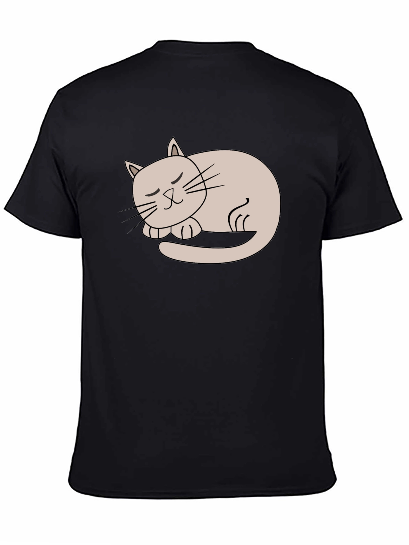 Black Cute Cat Nap T-Shirt - Soft Style Tee view 4