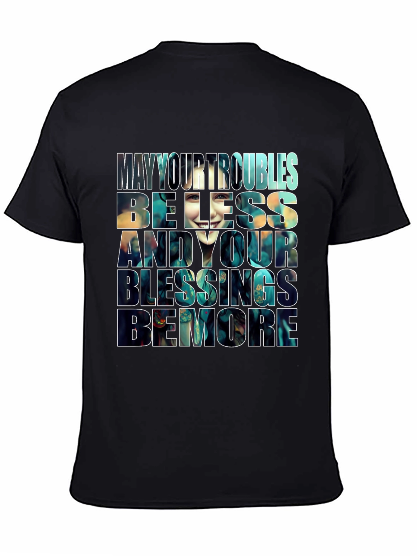 Black Inspirational Graphic T-Shirt - Blessings Design view 4