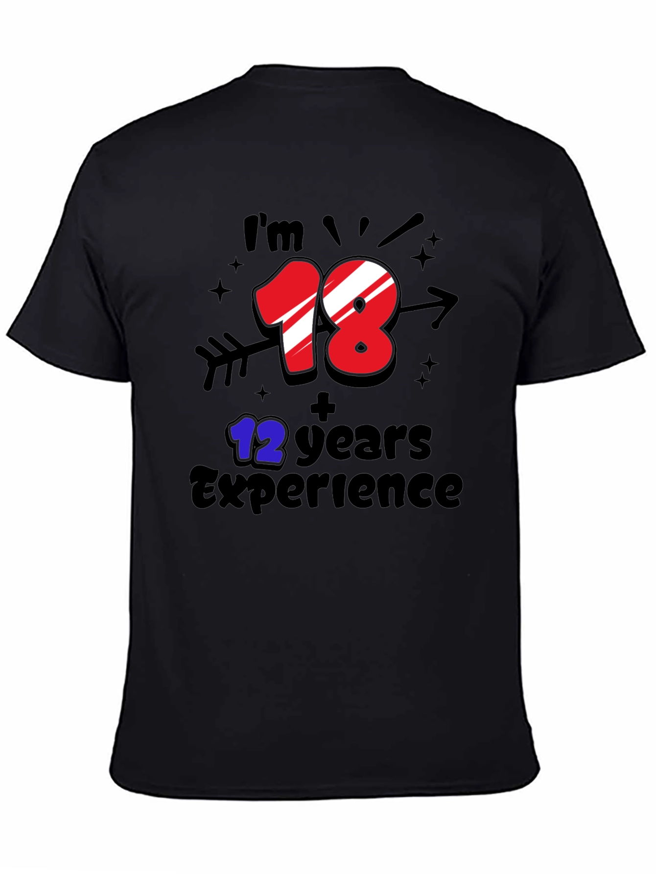 Black Funny 30th Birthday T-Shirt: 18+12 Years Experience view 4