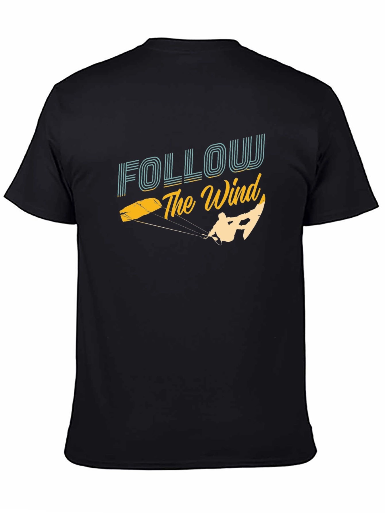 Black Follow The Wind Kitesurfing Graphic T-Shirt view 4