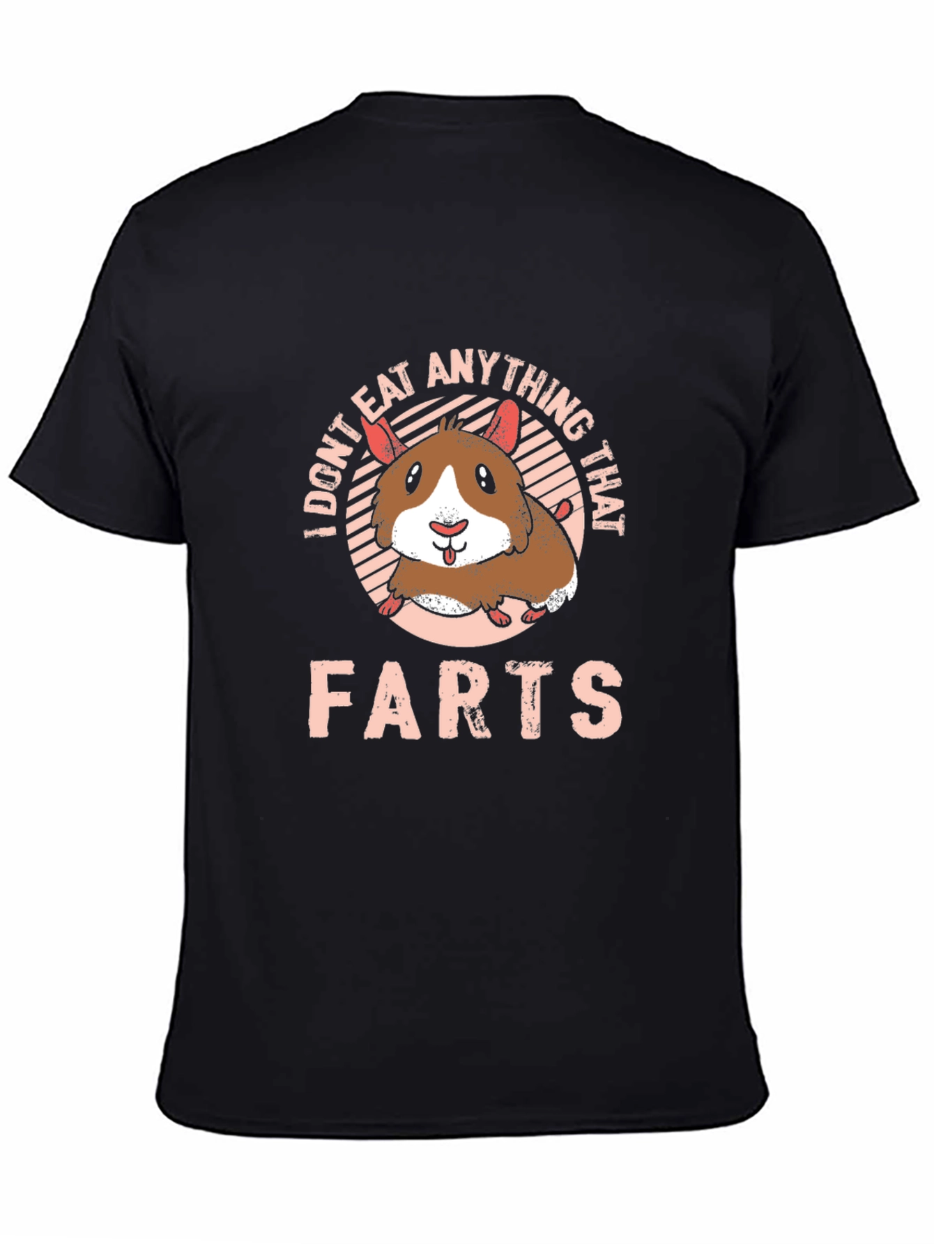 Black Funny Hamster Graphic T-Shirt - "I Don't Eat Anything That Farts" view 4