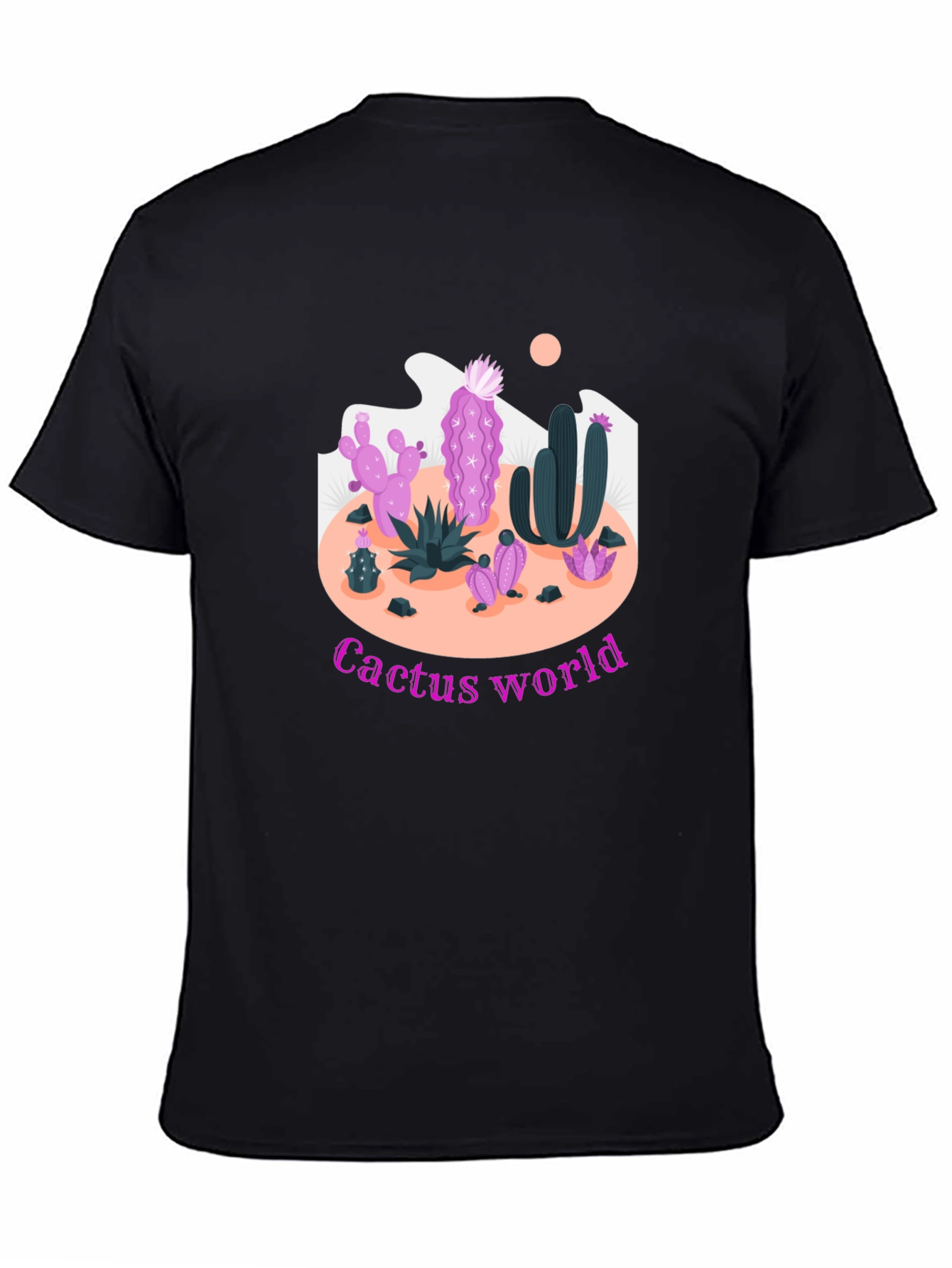 Black Cactus World Graphic Tee - Unique Desert Design view 4