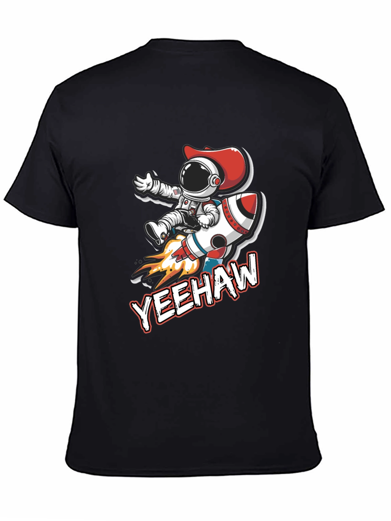 Black Yeehaw Astronaut T-Shirt: Space Cowboy Design view 4