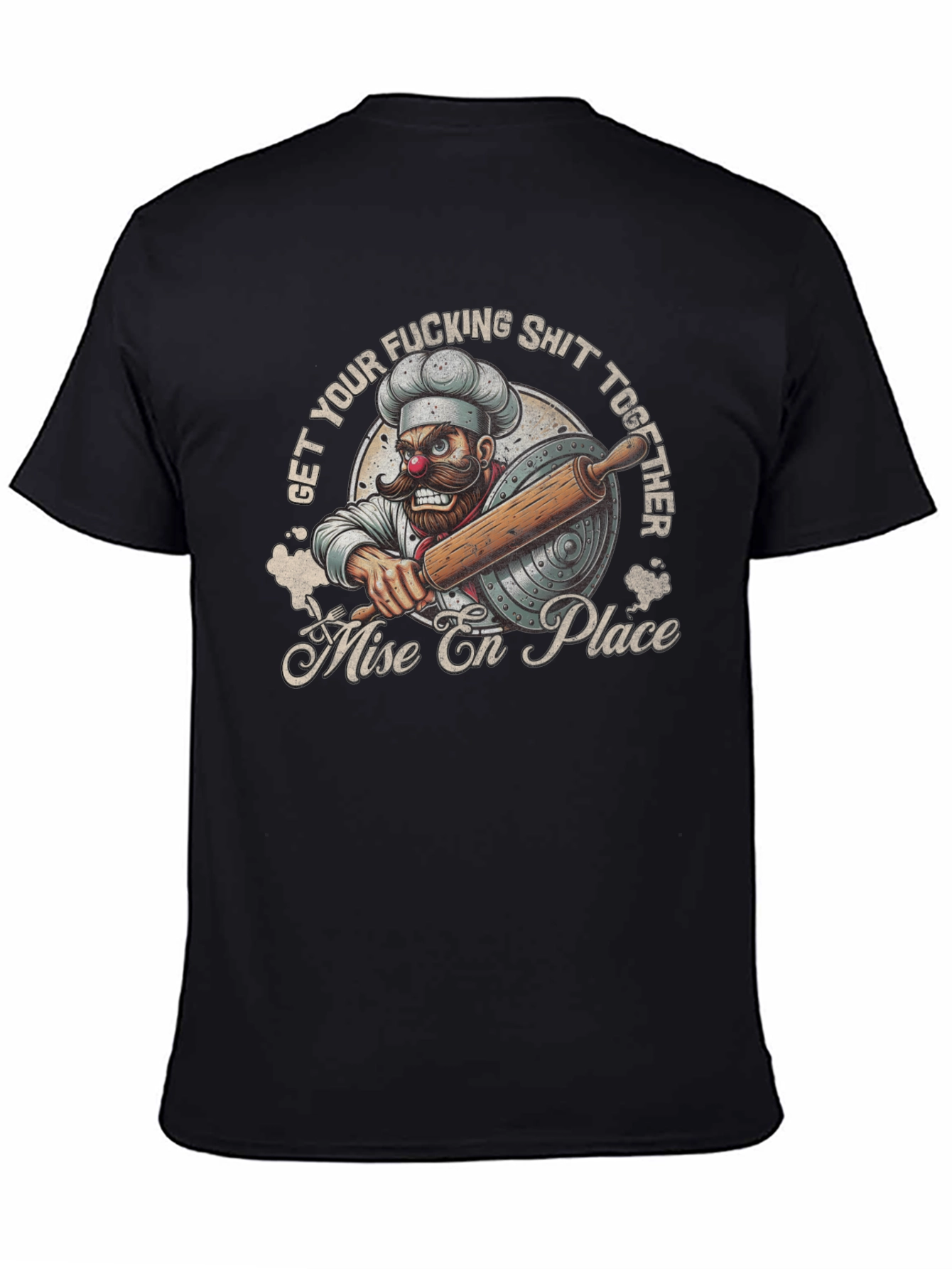 Black Mise En Place Funny Chef T-Shirt view 4