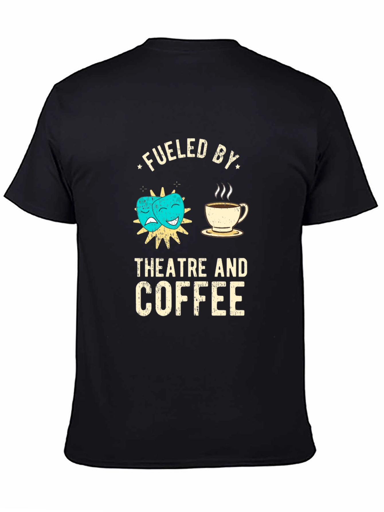 Black Fueled by Theatre and Coffee Black T-Shirt view 4