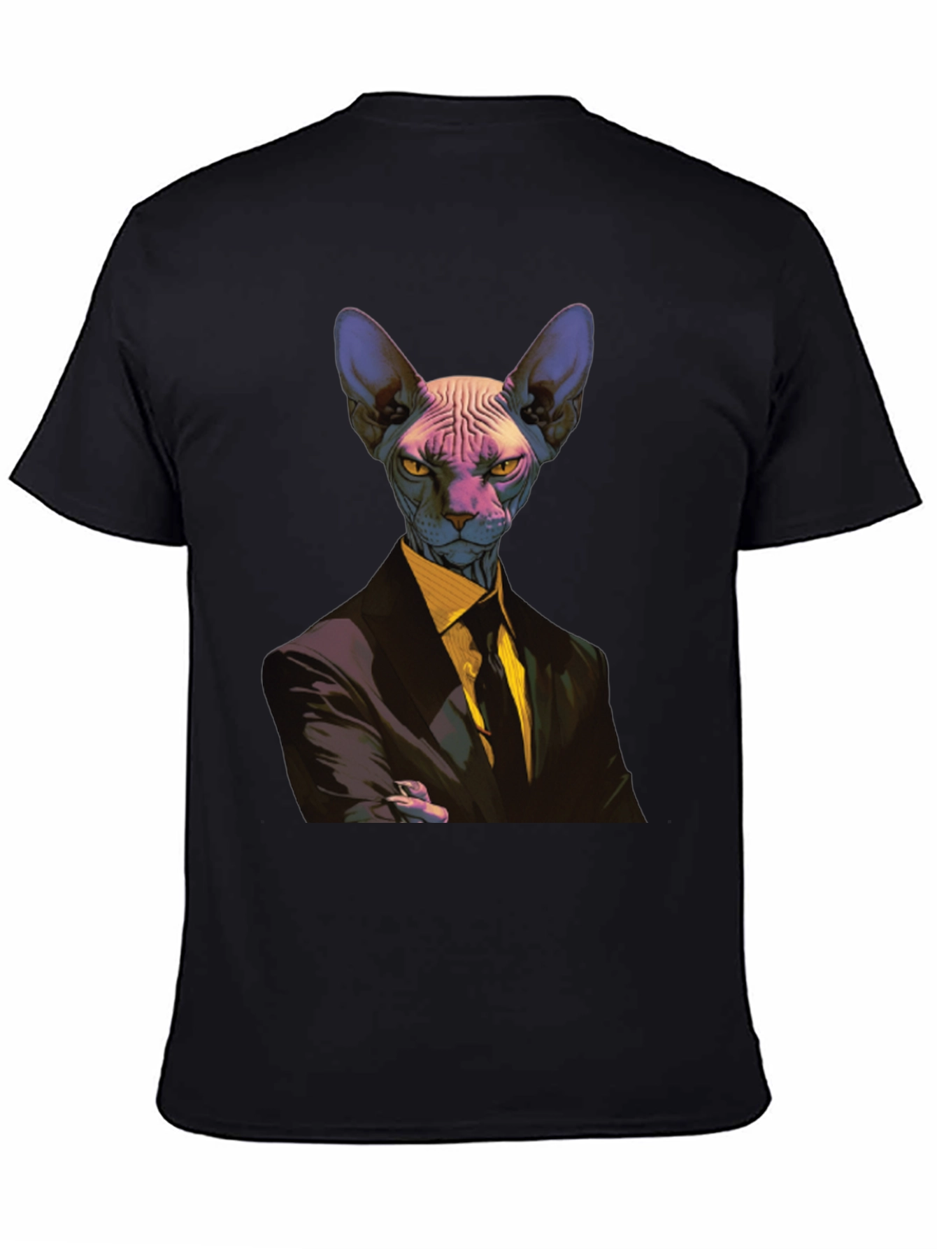 Black Sphynx Cat Suit T-Shirt - Funny Animal Tee view 4