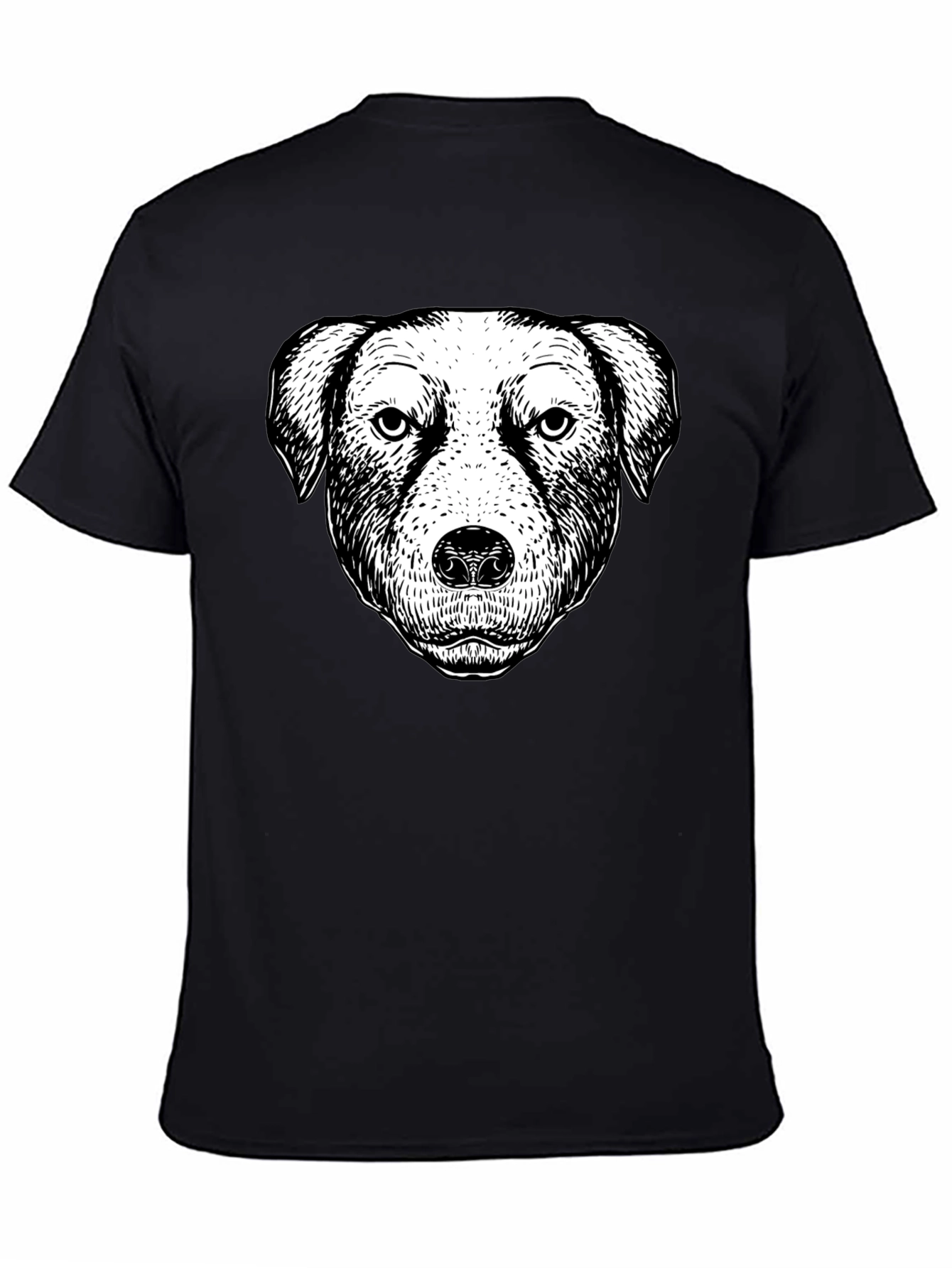 Black Dog Portrait Graphic Black T-Shirt view 4