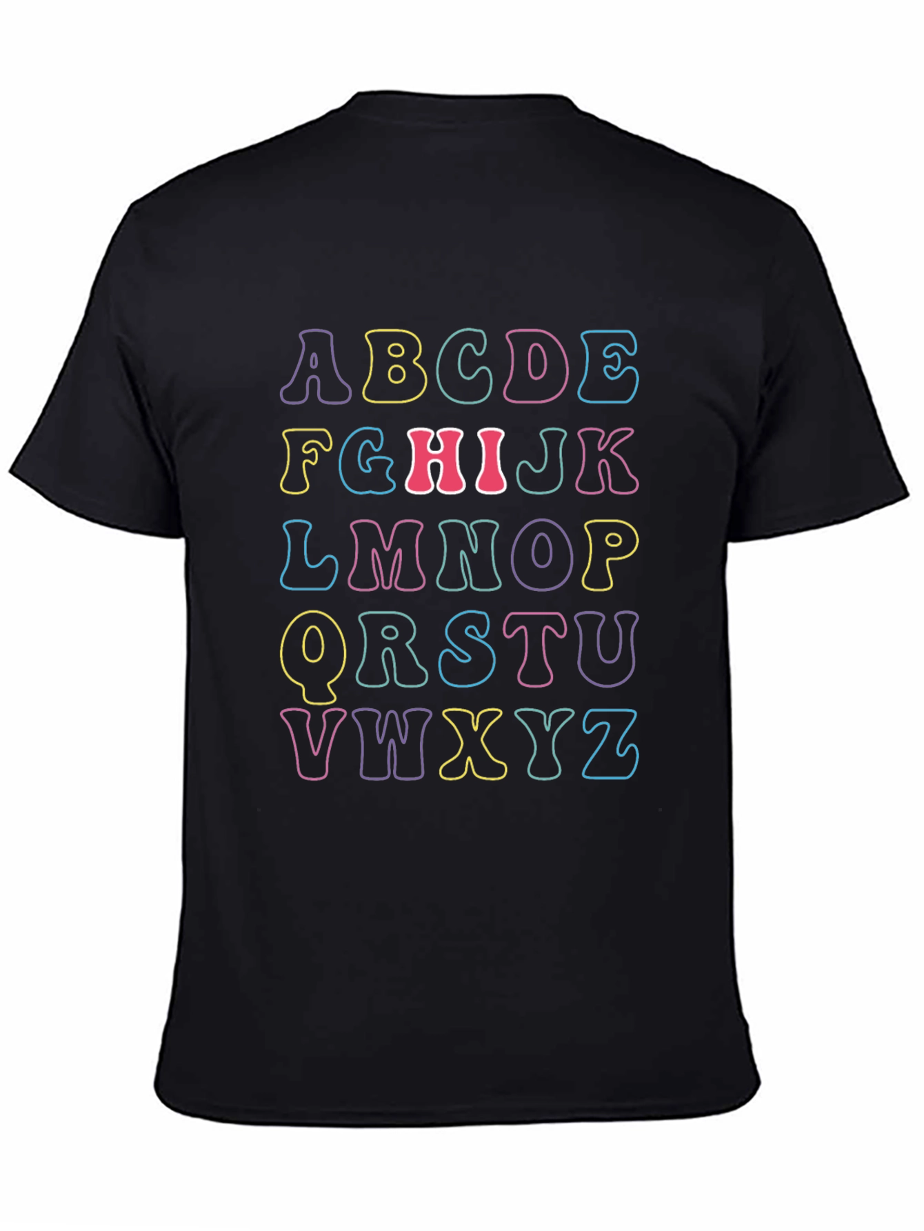 Black Alphabet T-Shirt - Colorful Retro Style view 4