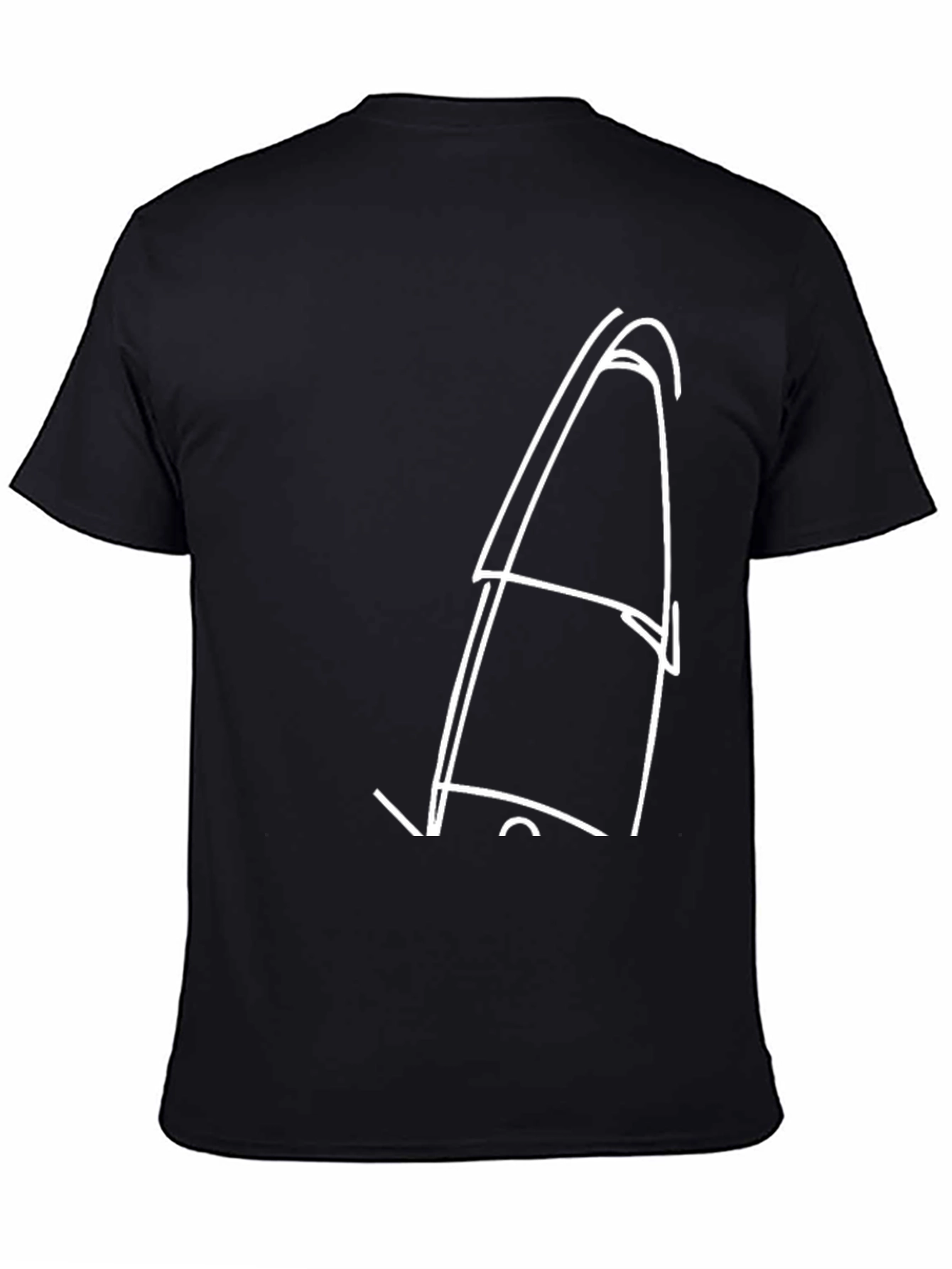 Black Minimalist White Outline Tent Black T-Shirt view 4