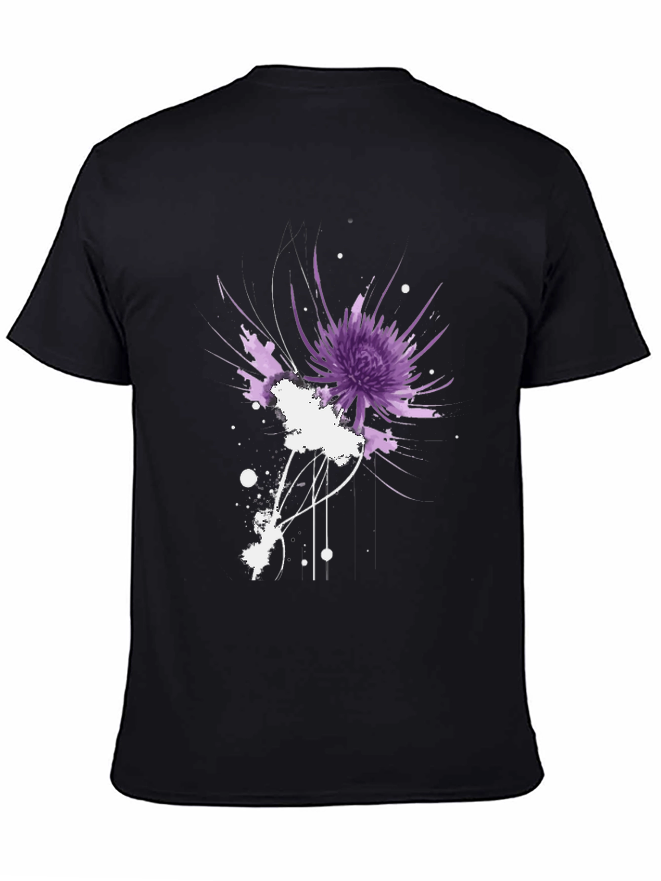 Black Abstract Floral Graphic Black T-Shirt view 4