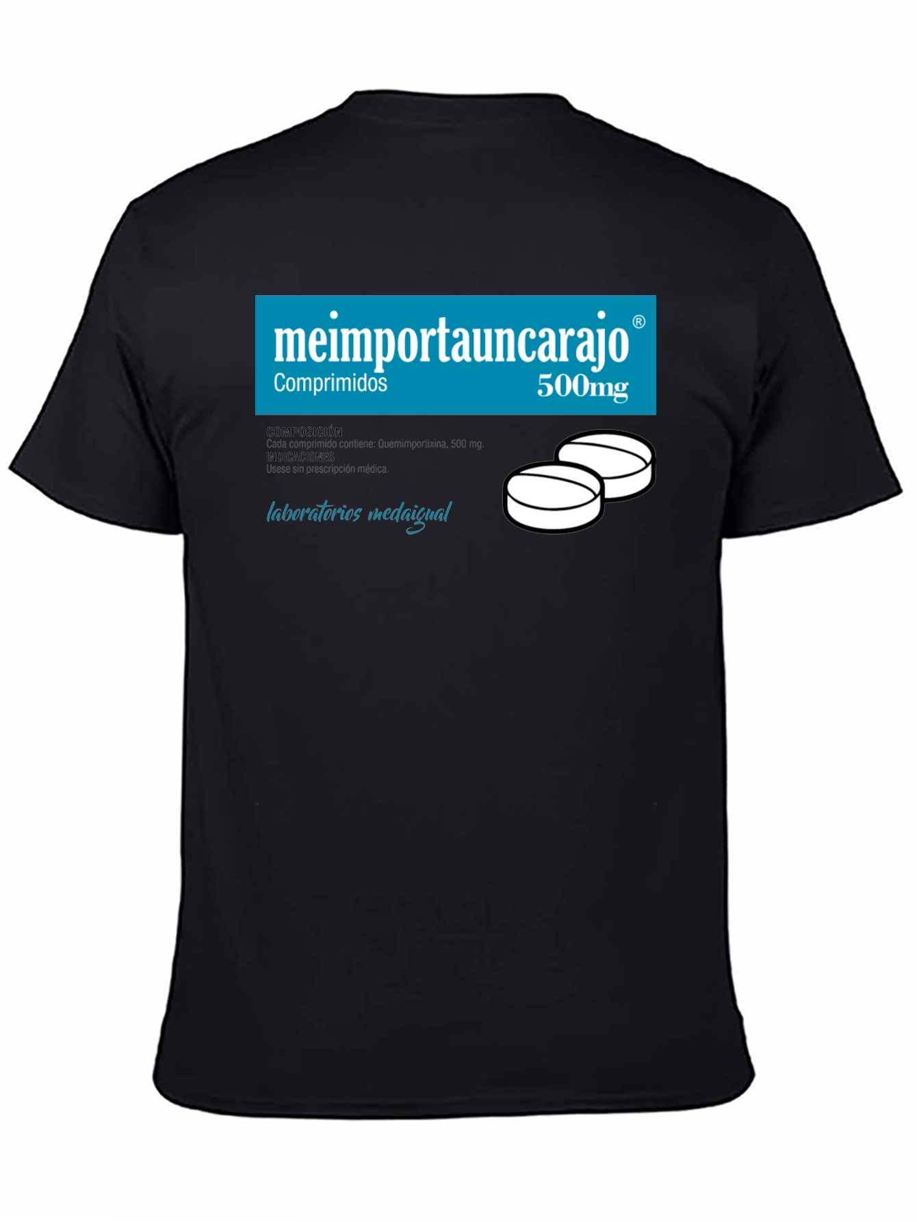 Black Humorous "Me Importa Un Carajo" T-Shirt view 4