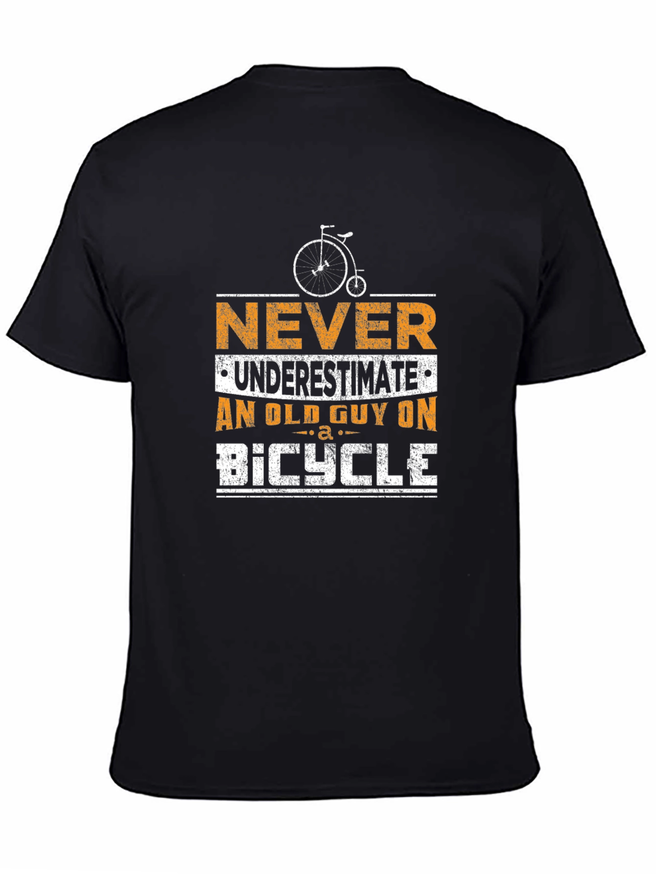Black Never Underestimate an Old Guy on a Bicycle Black T-Shirt view 4