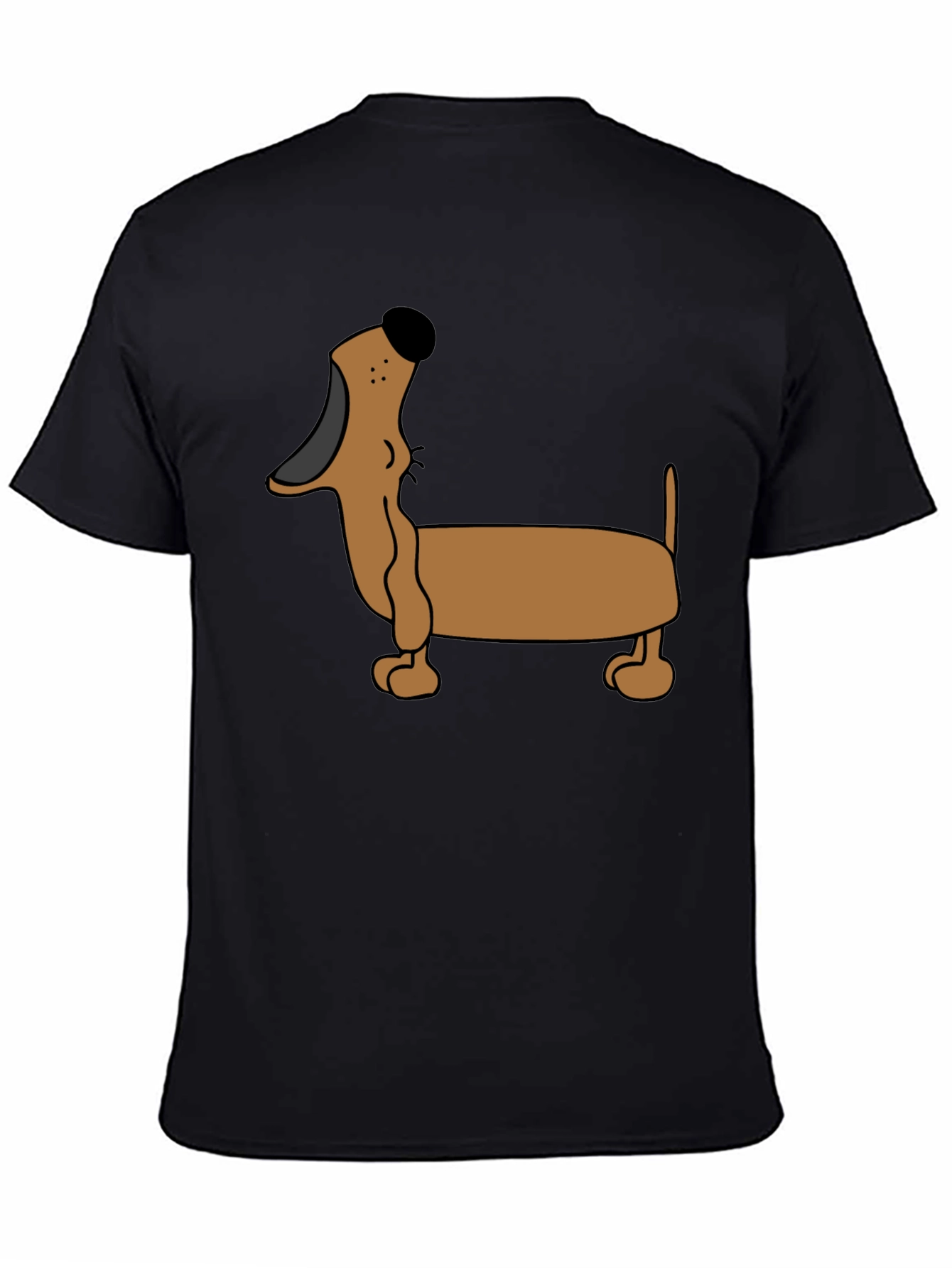 Black Cartoon Dachshund T-Shirt - Black view 4