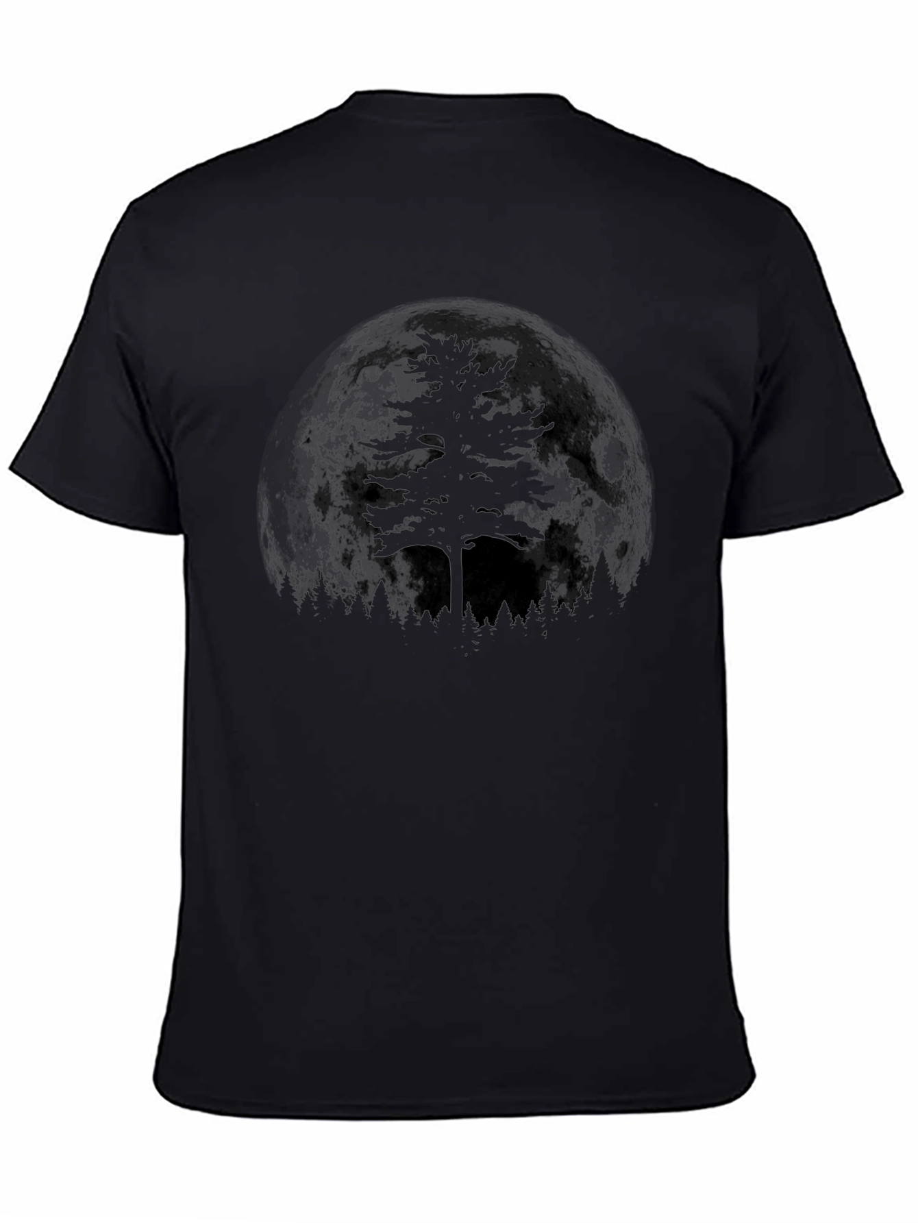 Men's Black Moonlit Tree Graphic Tee - 4