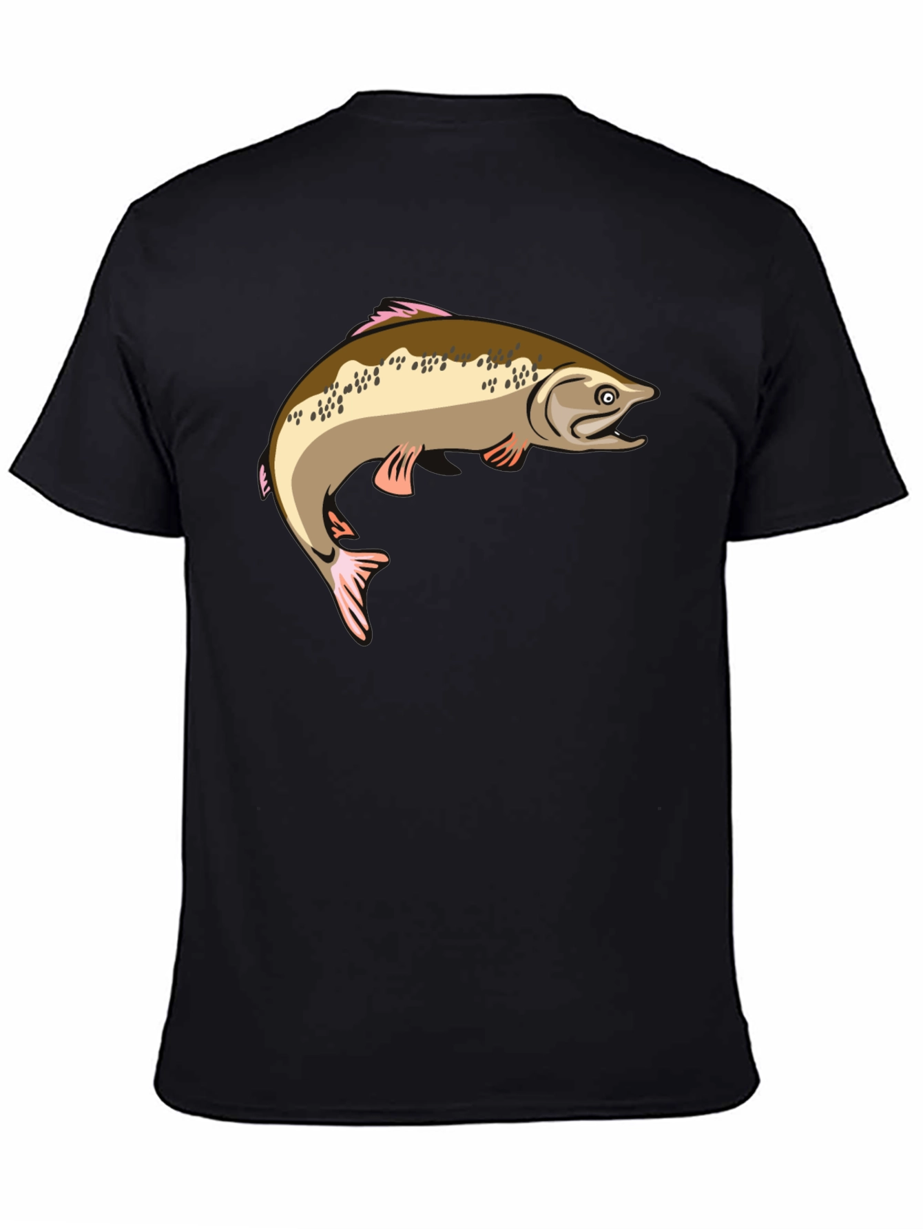 Black Fishing T-Shirt - Salmon Graphic Tee view 4