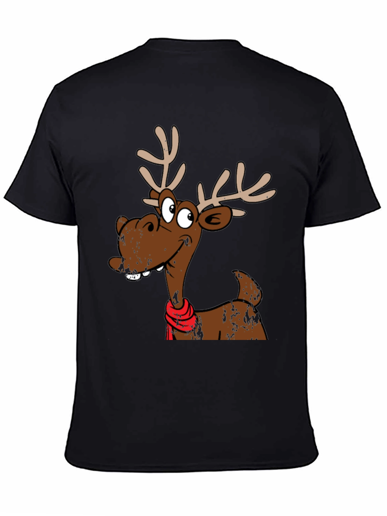 Black Funny Reindeer Graphic T-Shirt - Holiday Style view 4