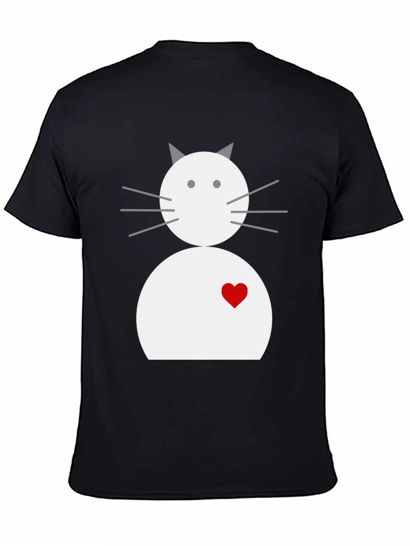 Black Cute Cat Graphic Tee - Black Cotton Blend Shirt view 4