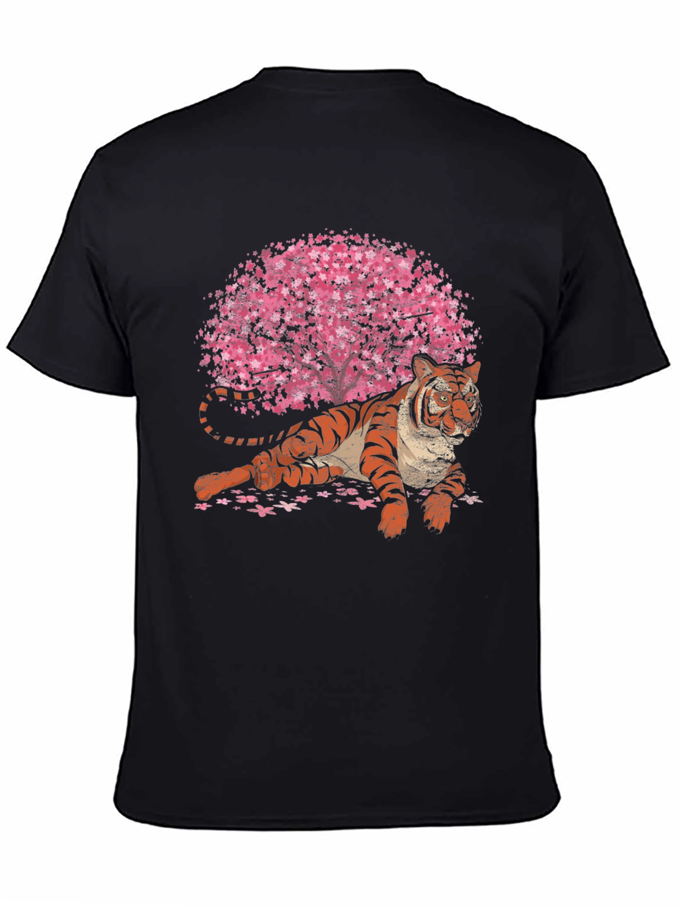 Black Tiger & Cherry Blossom Graphic T-Shirt view 4