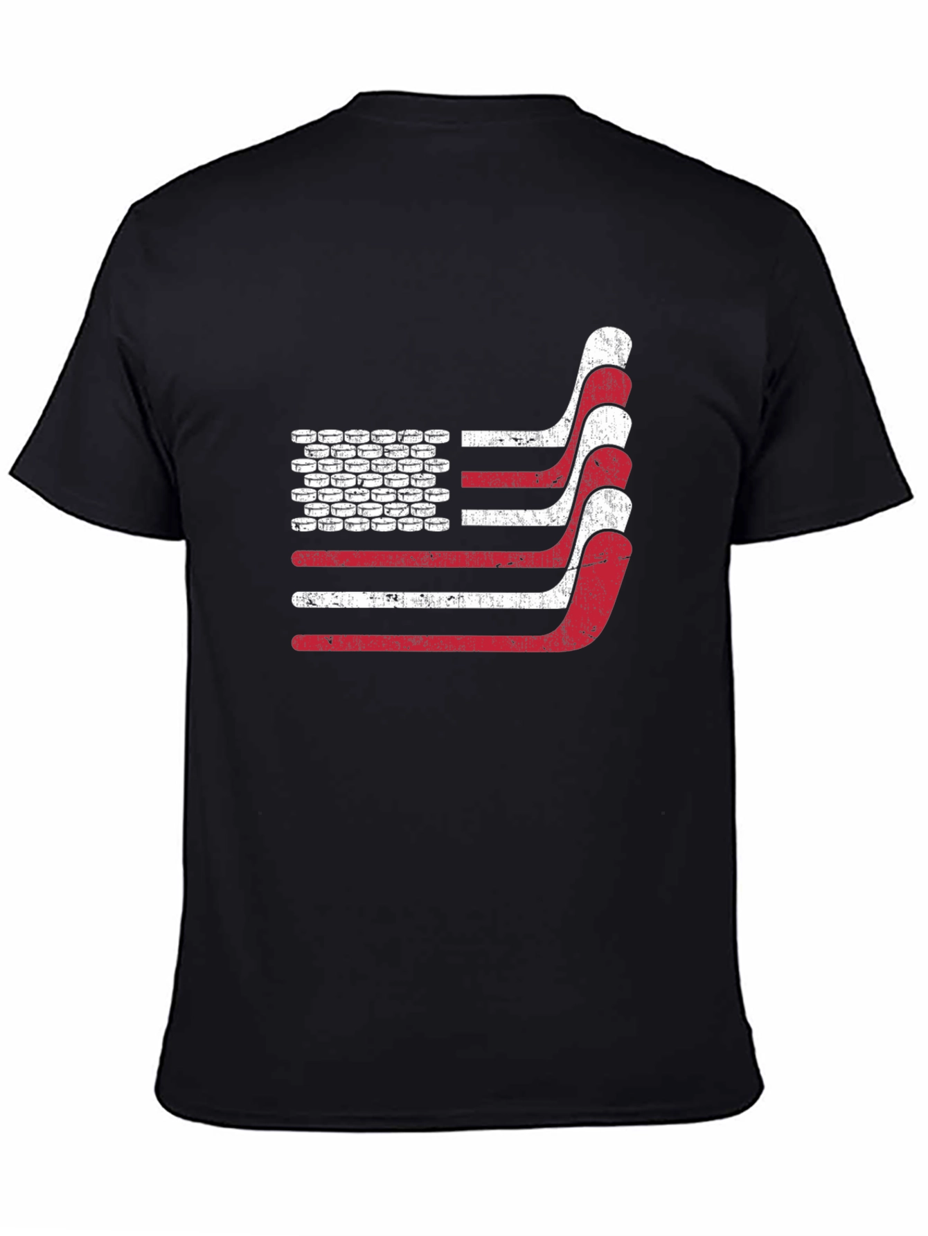 Black Hockey American Flag T-Shirt - Patriotic USA Tee view 4