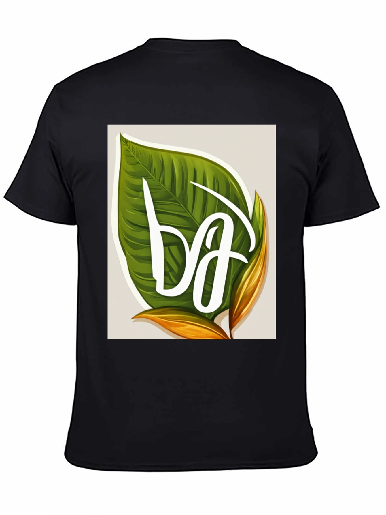 Black Leaf Letter T-Shirt - Tropical Style view 4