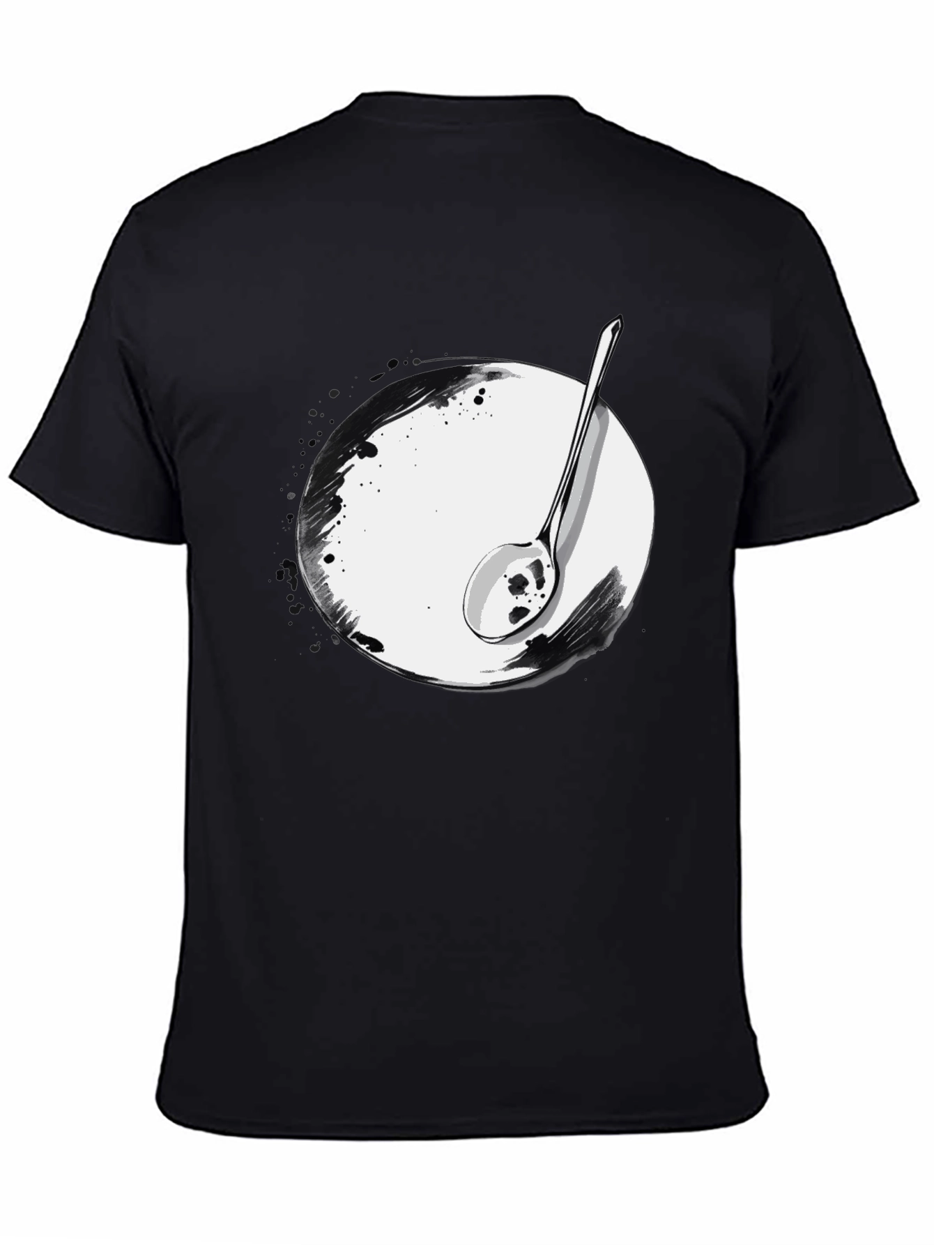 Black Spoon & Plate Graphic Tee - Modern Art Shirt view 4