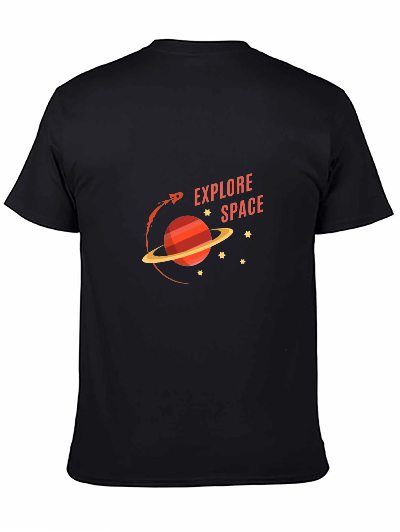 Black Explore Space Graphic Tee - Black Cotton T-Shirt view 4