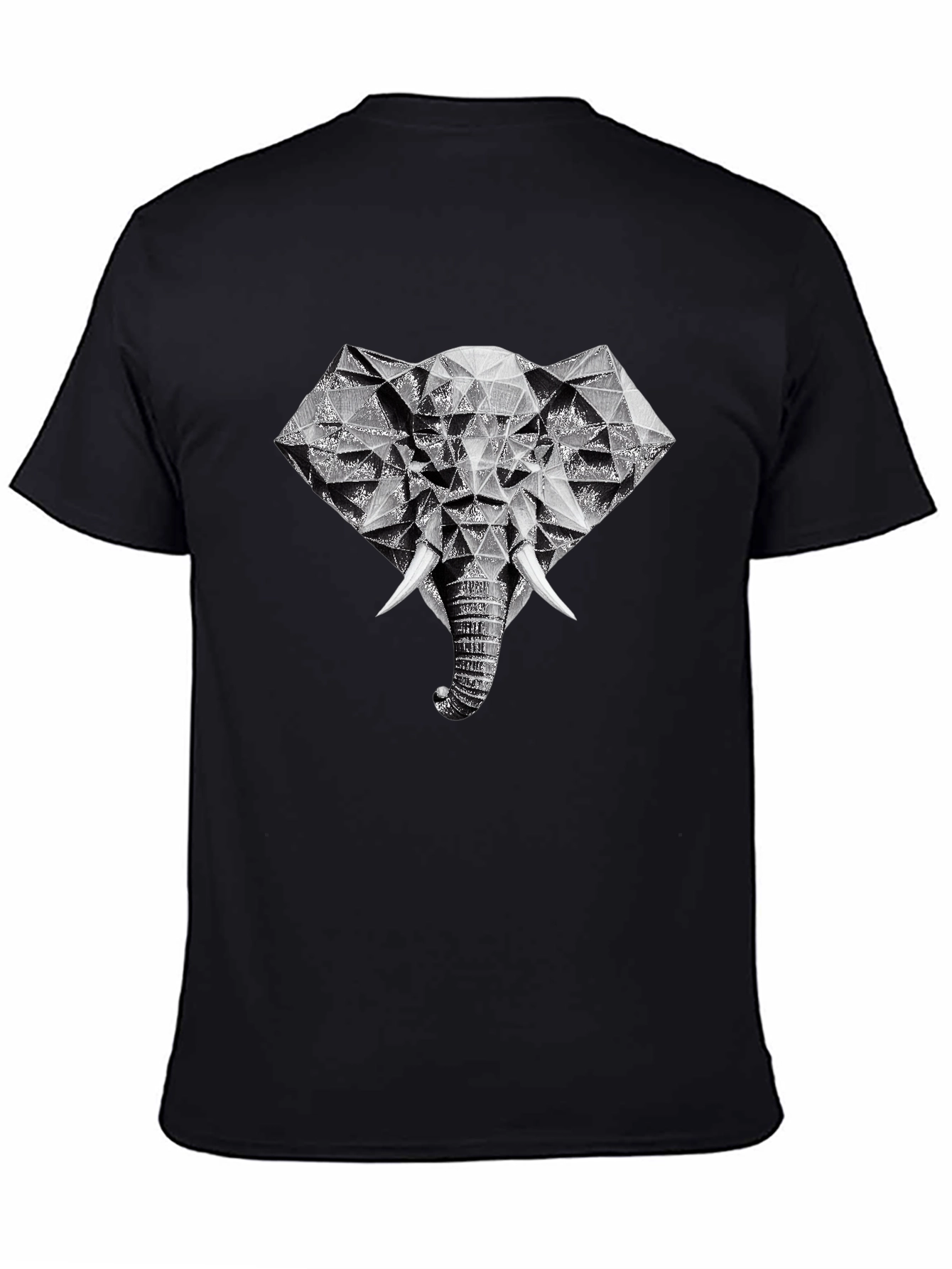 Black Geometric Elephant Graphic Tee - Black view 4