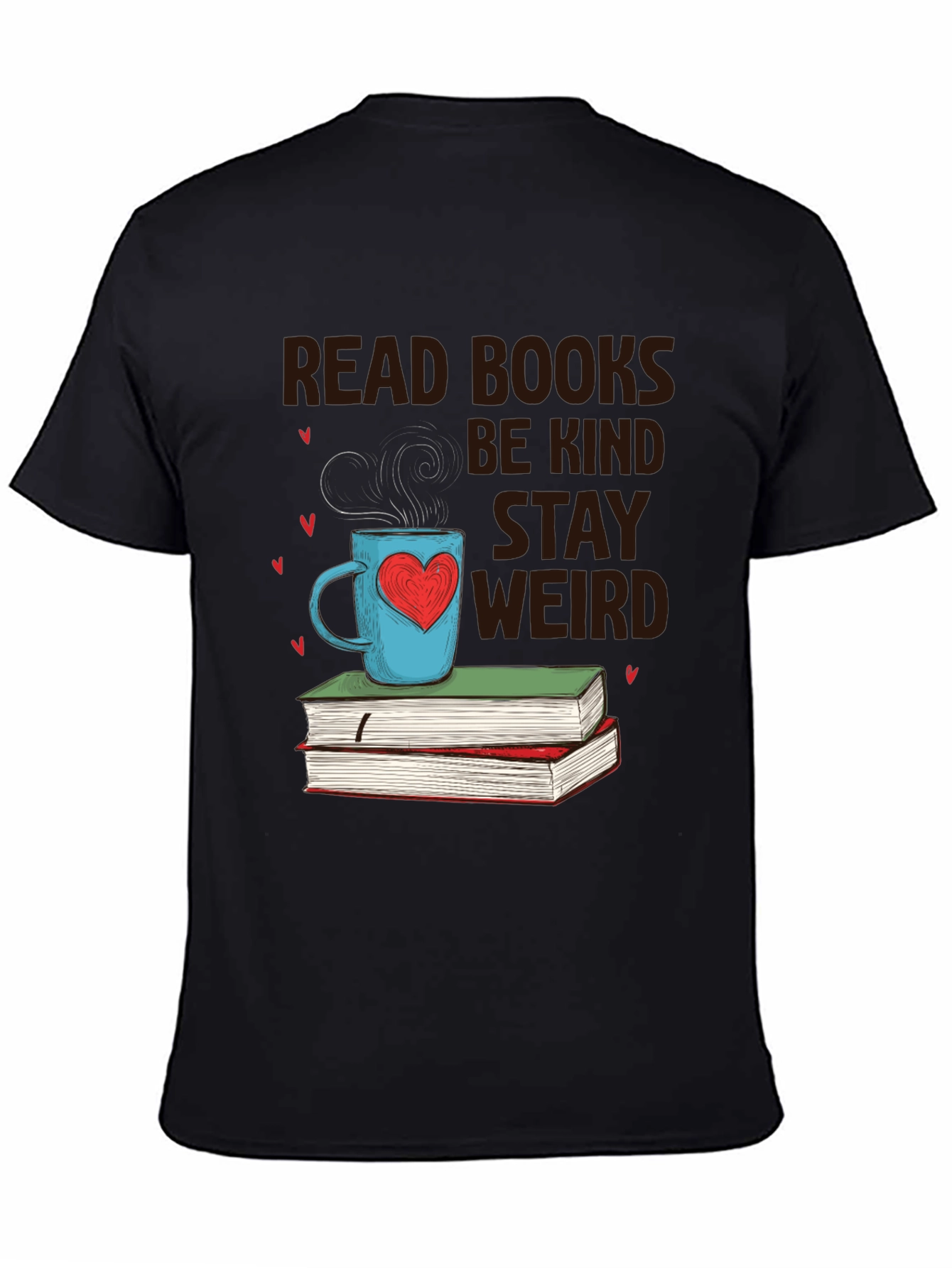 Black Read Books Be Kind Stay Weird T-Shirt view 4