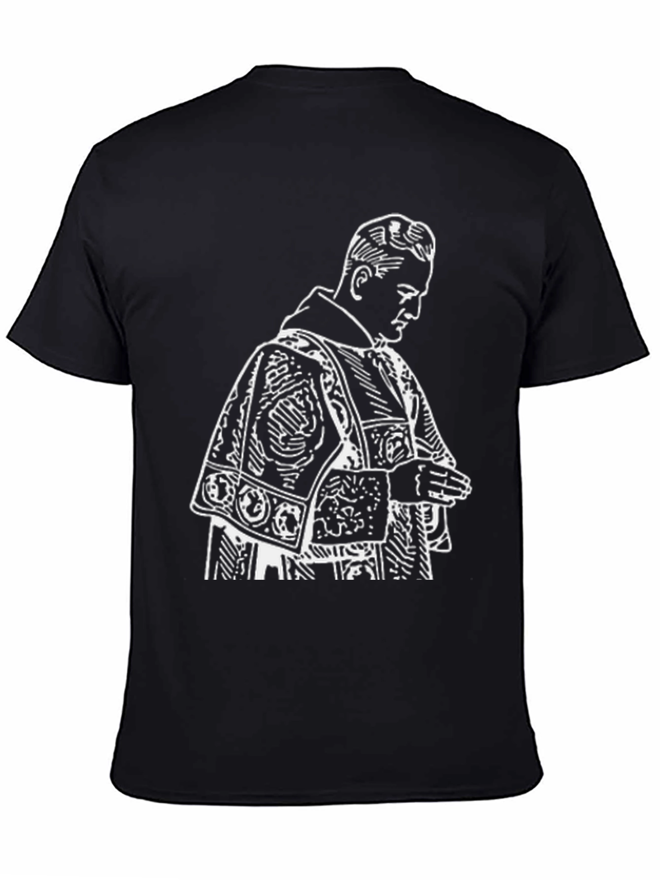 Black Black T-Shirt with Priest Graphic view 4