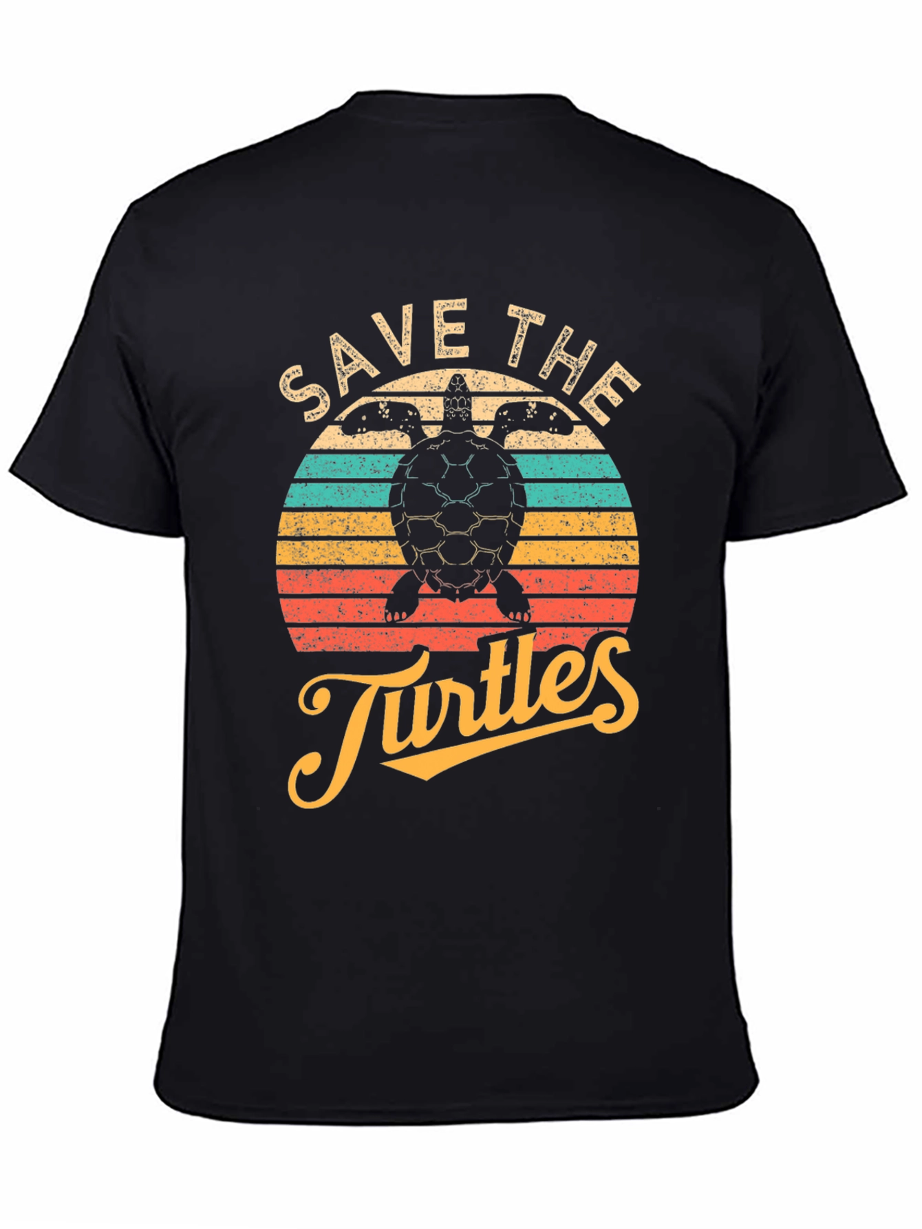 Black Save the Turtles Black Graphic T-Shirt view 4
