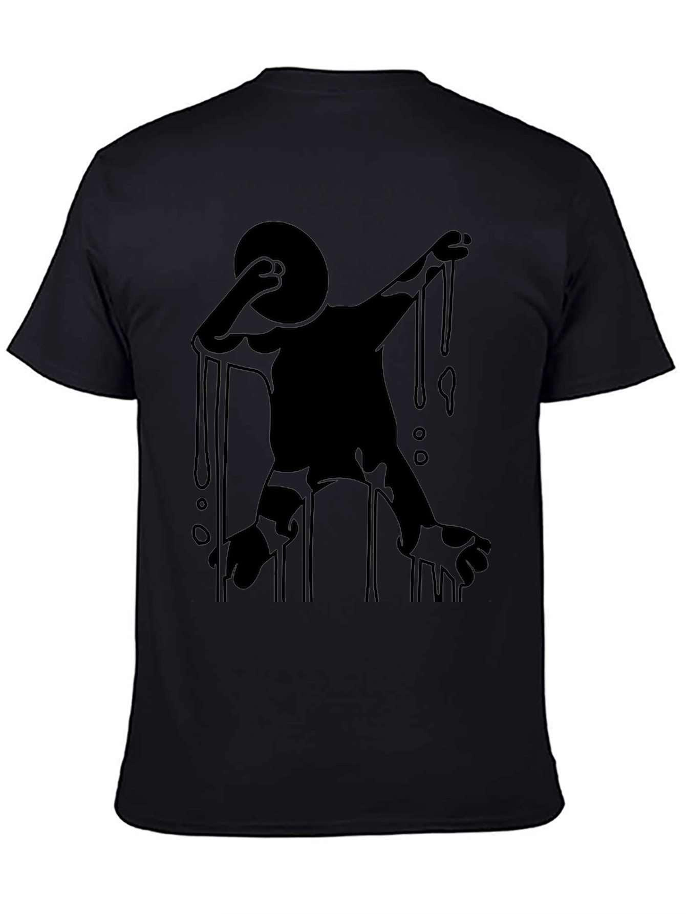 Black Abstract Dripping Figure Black Graphic Tee view 4