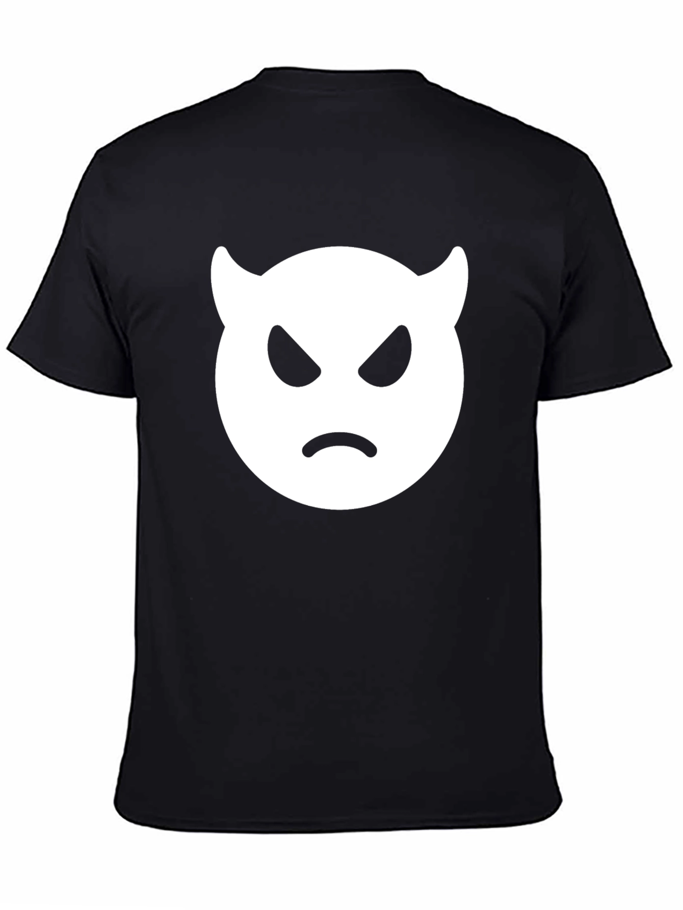 Black Angry Devil Emoji T-Shirt - Black Cotton Tee view 4