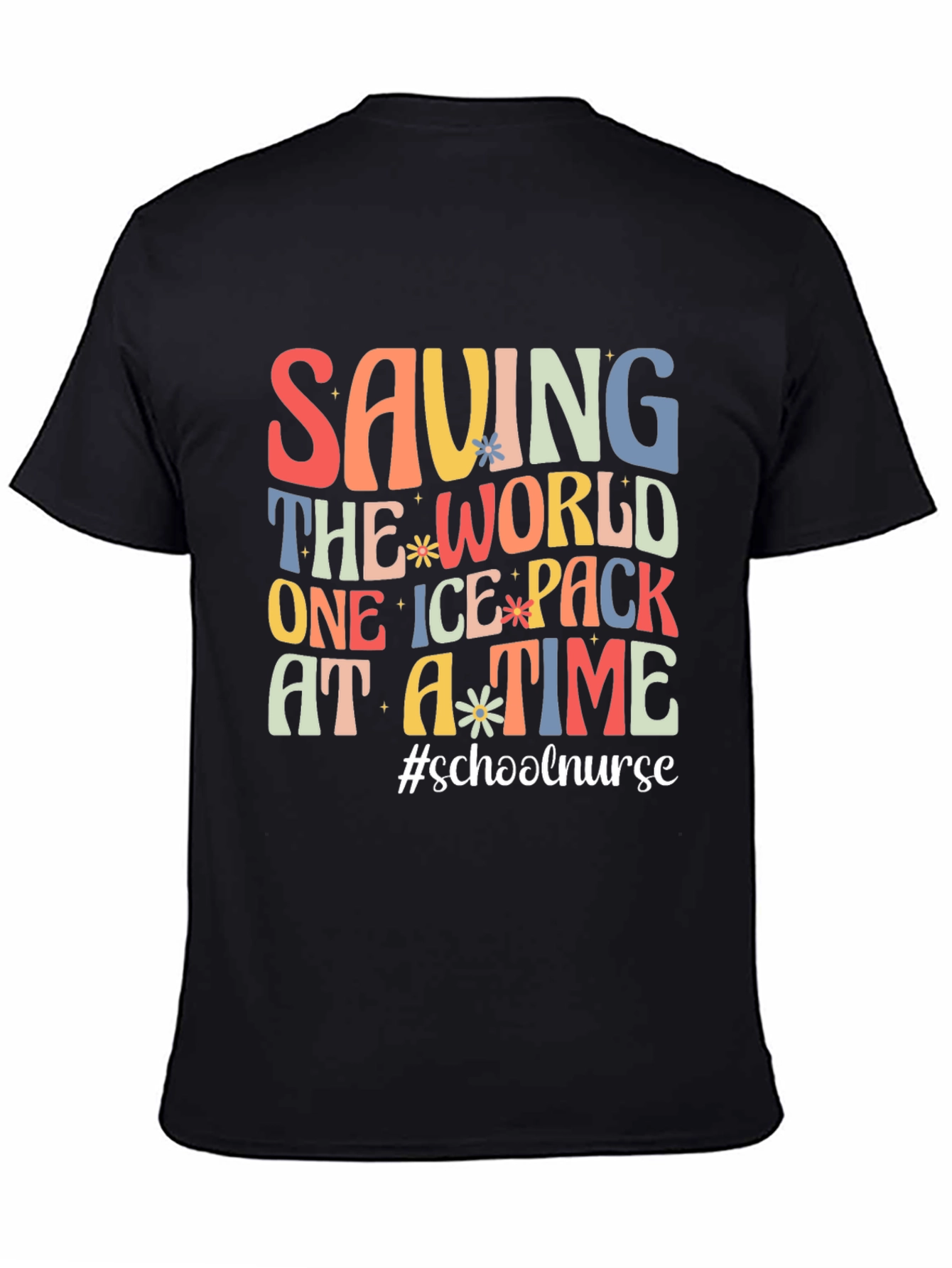 Black Saving The World School Nurse T-Shirt view 4