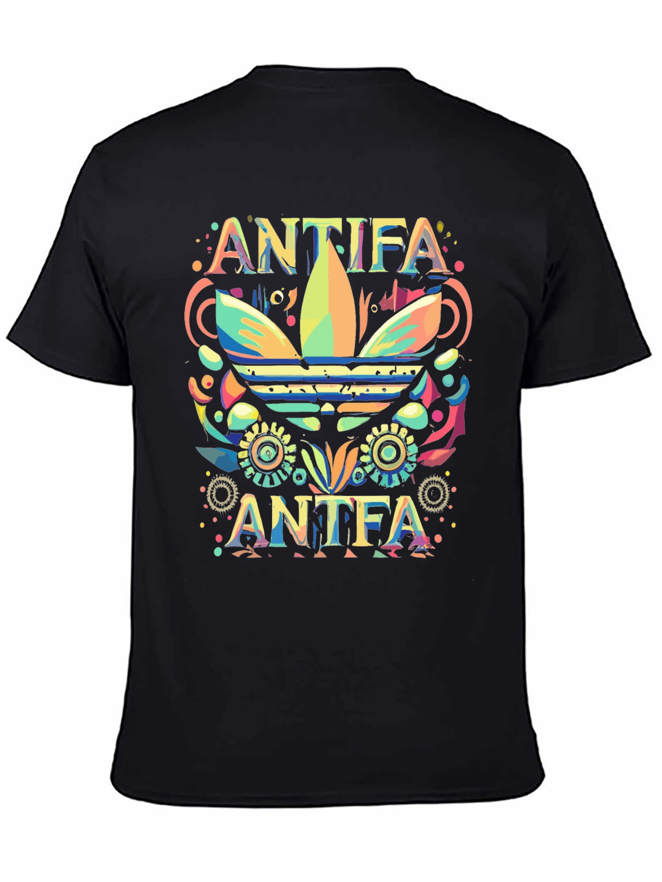 Black Antifa Adidas Inspired Graphic Tee - Unisex view 4
