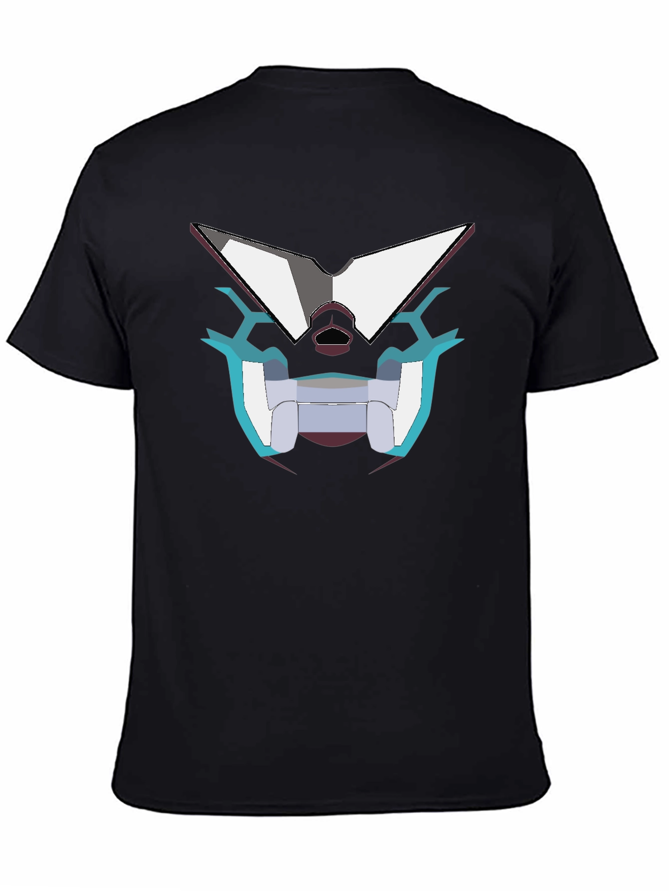 Black Geometric Robot Face Graphic Black T-Shirt view 4