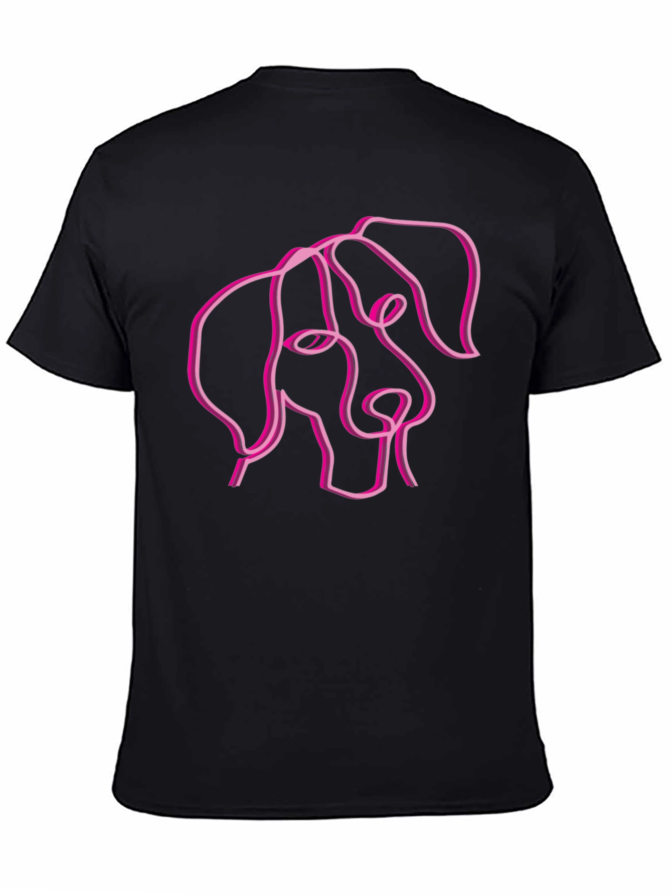 Black Abstract Dog Line Art Black T-Shirt view 4