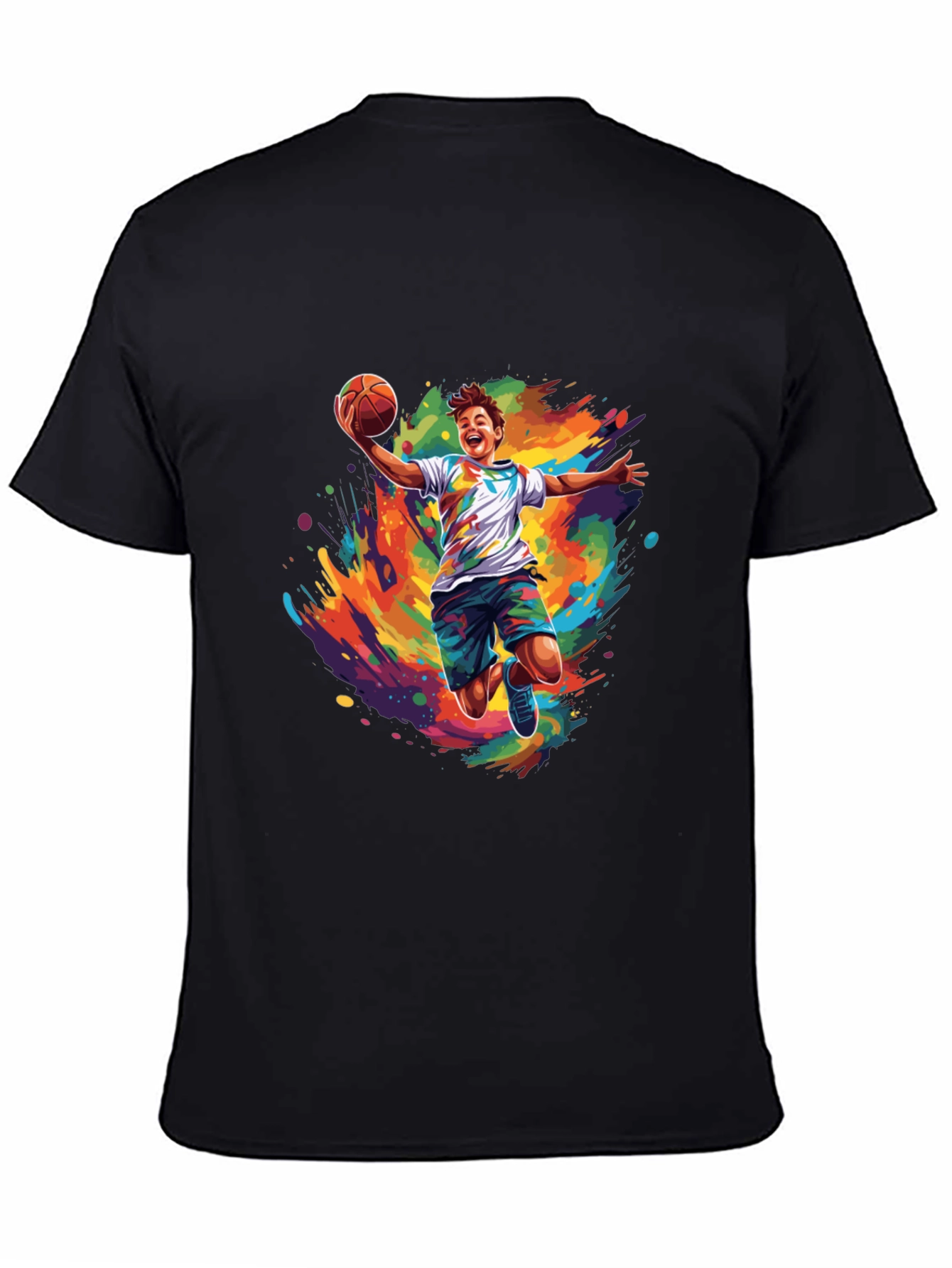 Black Basketball Splash Graphic Tee - Vibrant Design view 4